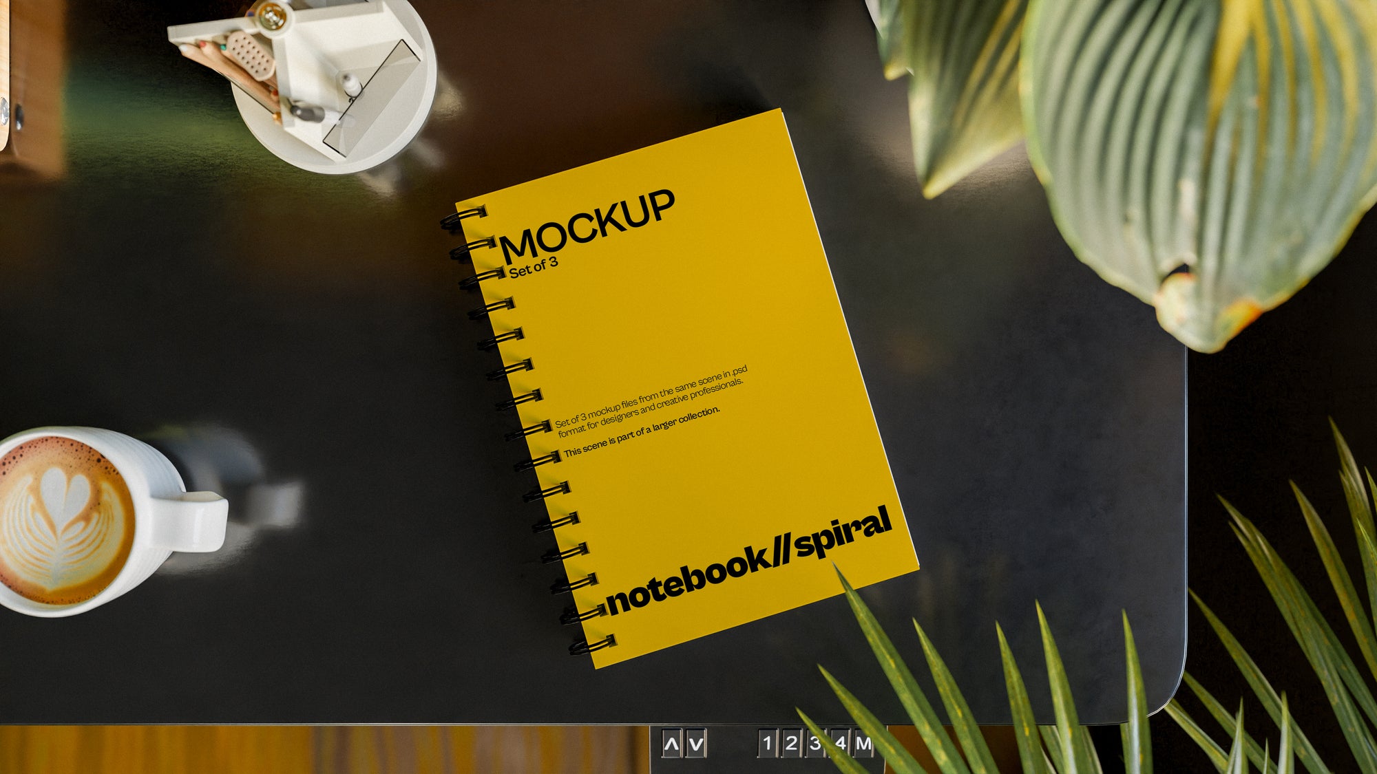 Sublimation Spiral Notebook Mockup Bundle – 3 PSDs in Warm Minimal Scene | Sanctum Collection