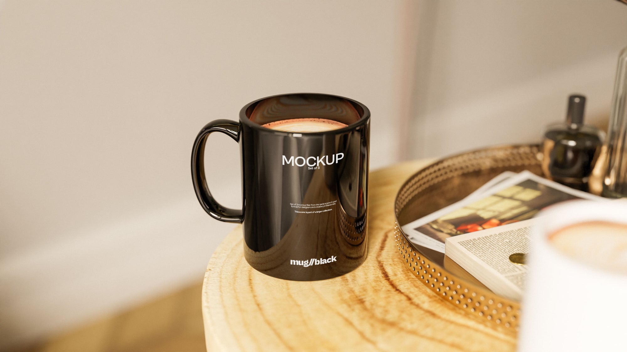 Black Mug Mockup Bundle – Verdant Collection (3 PSD)