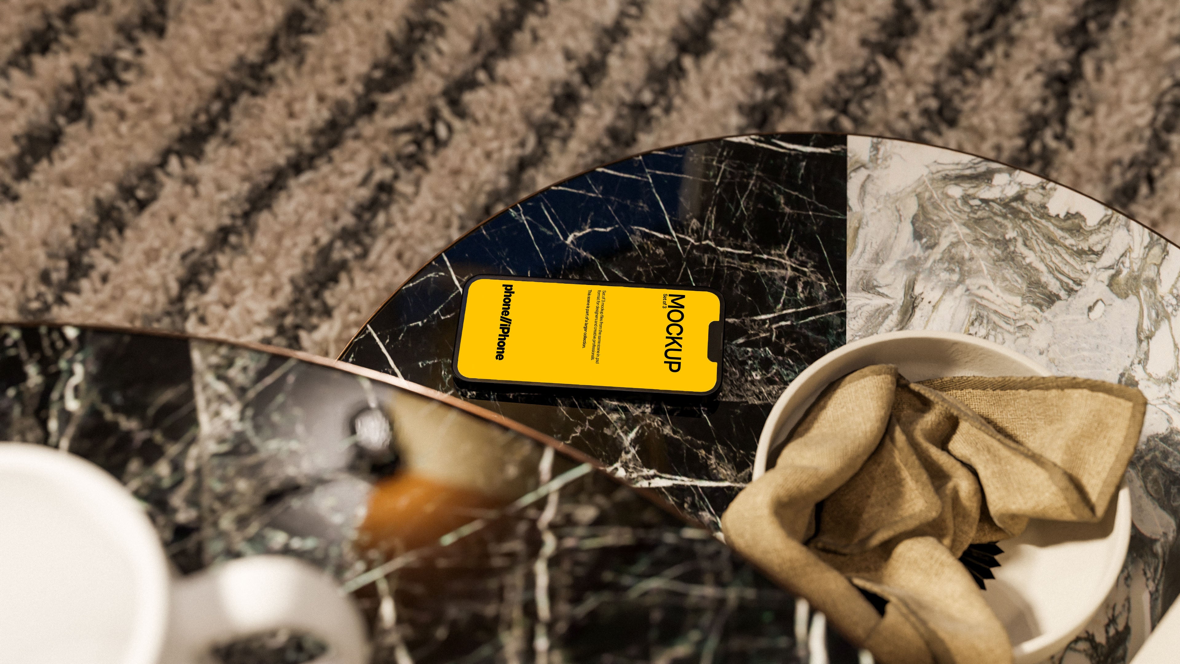 iPhone Screen Mockup Bundle – Mid Century Collection (3 PSD)