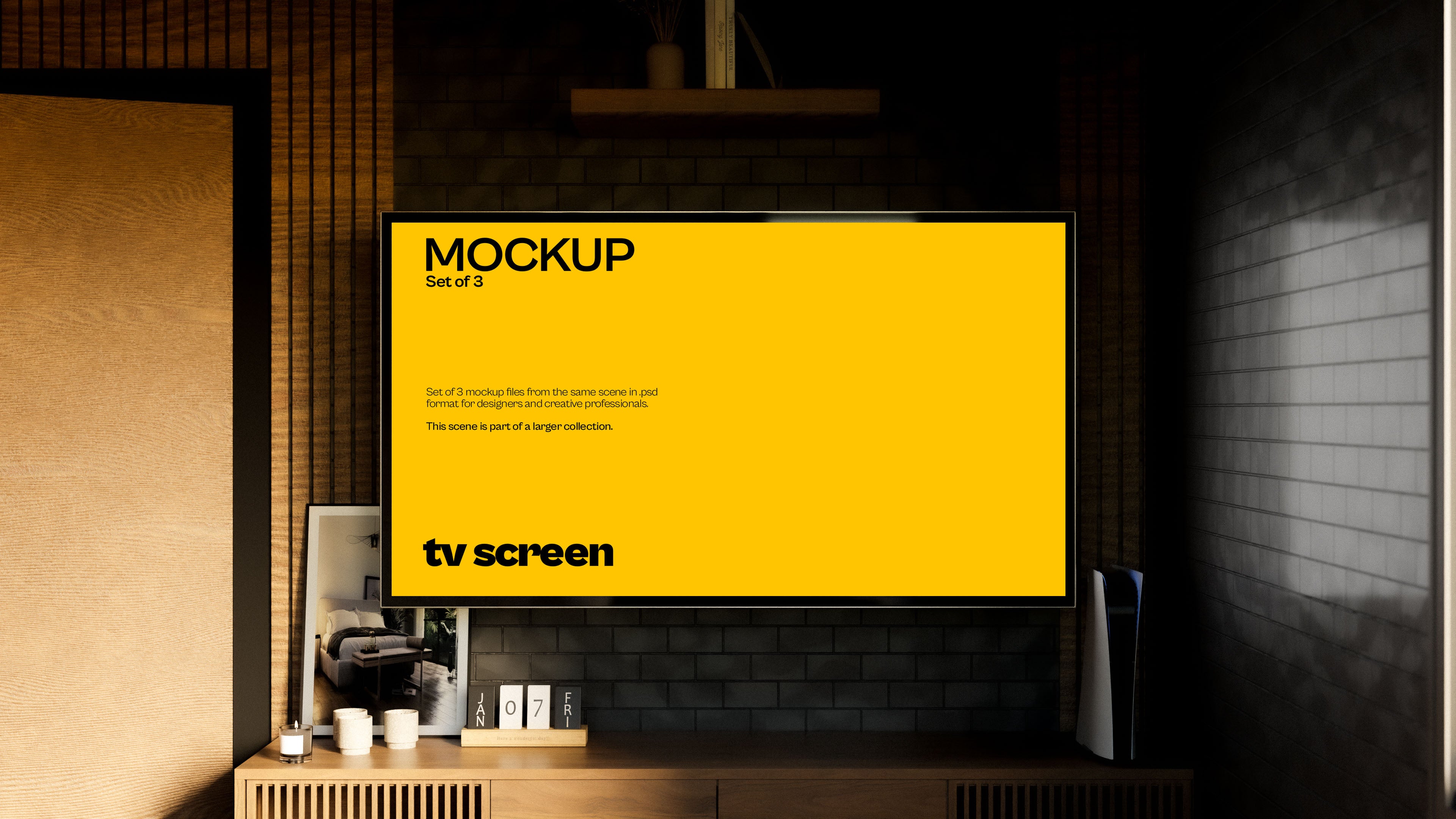 Television Screen Mockup Bundle – Starbound Collection (3 PSD)