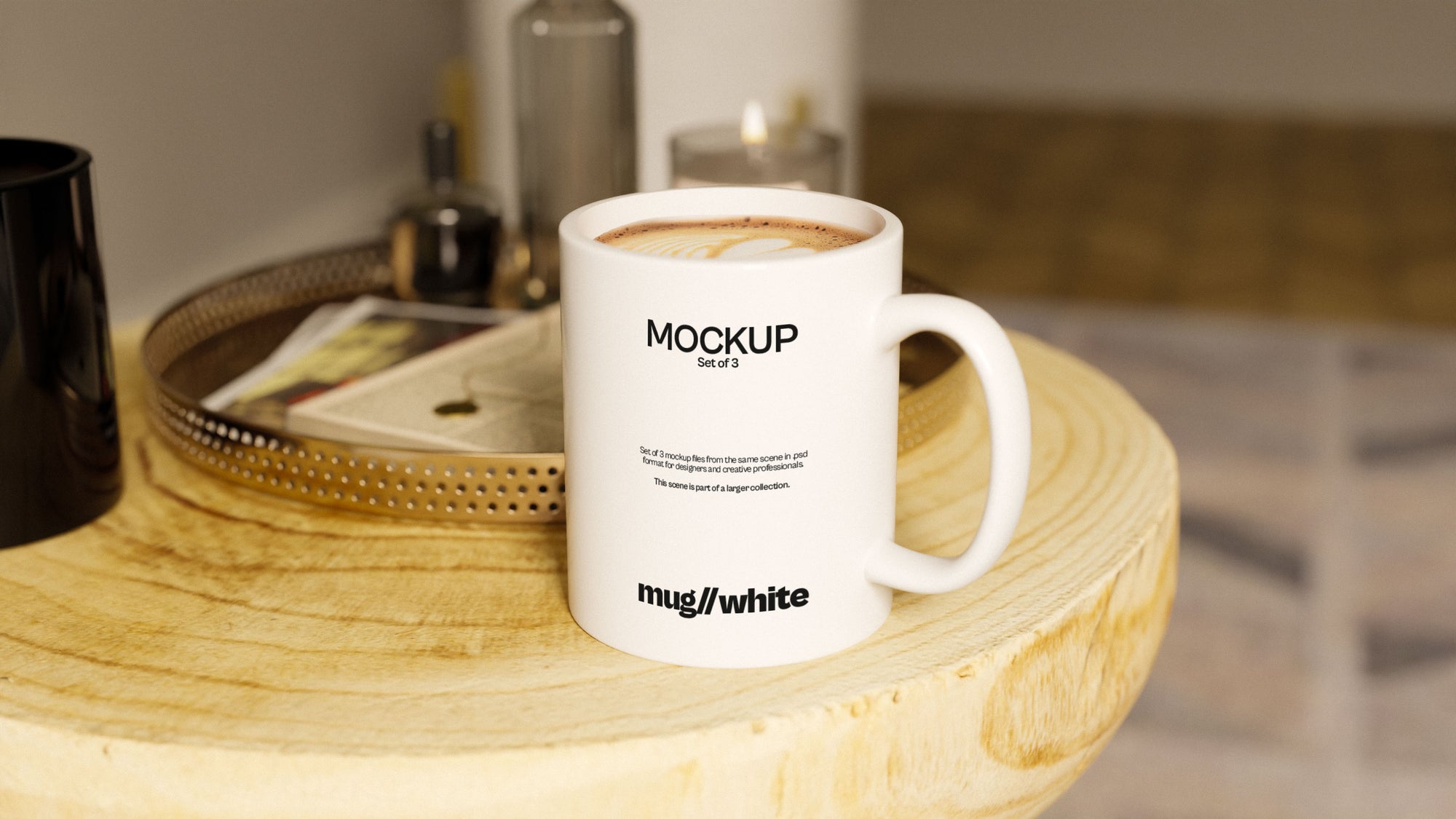 11oz White Sublimation Coffee Mug Mockup Bundle – Verdant Collection (3 PSD)