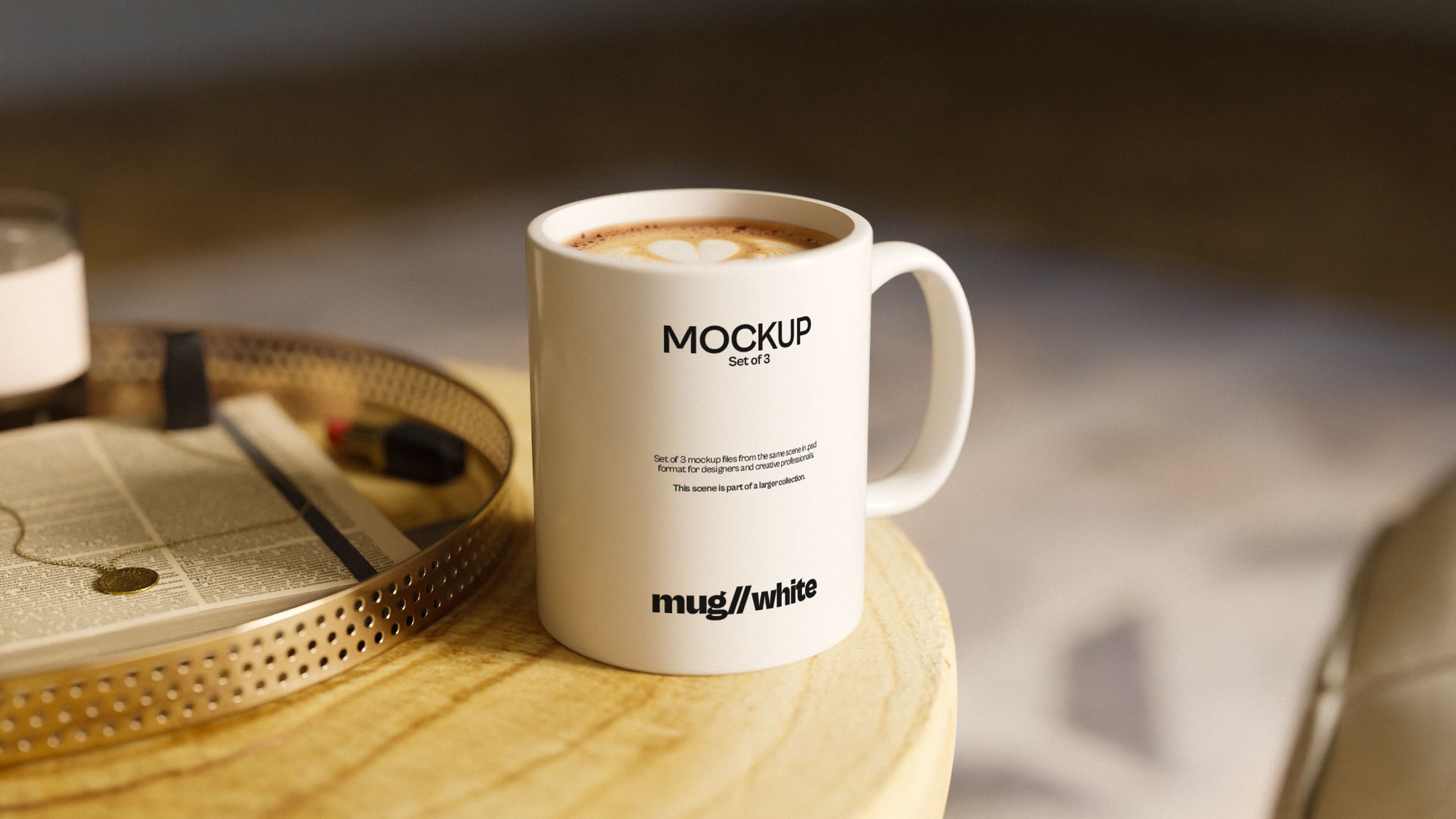 11oz White Sublimation Coffee Mug Mockup Bundle – Verdant Collection (3 PSD)