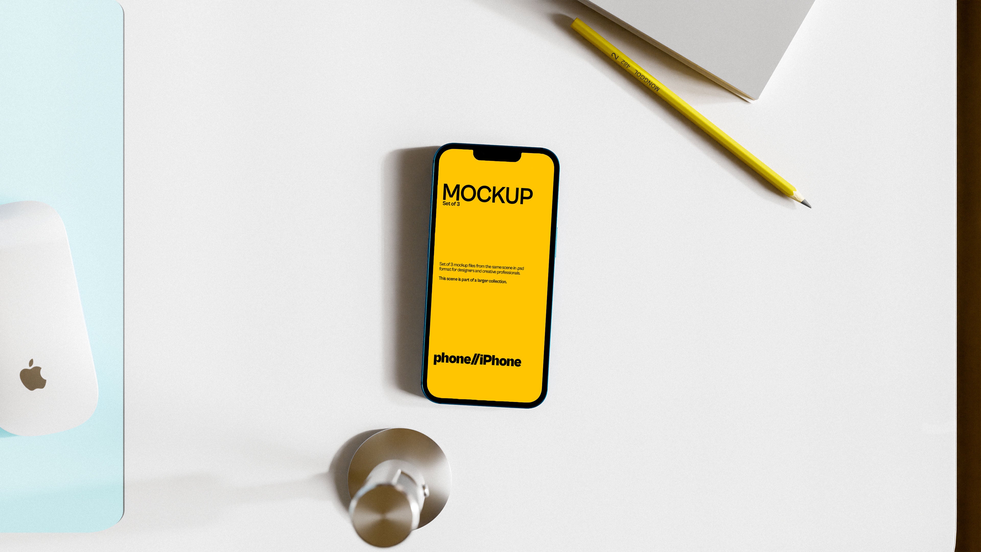 iPhone Screen Mockup Bundle – 3 PSDs in Relaxed Interior Scene