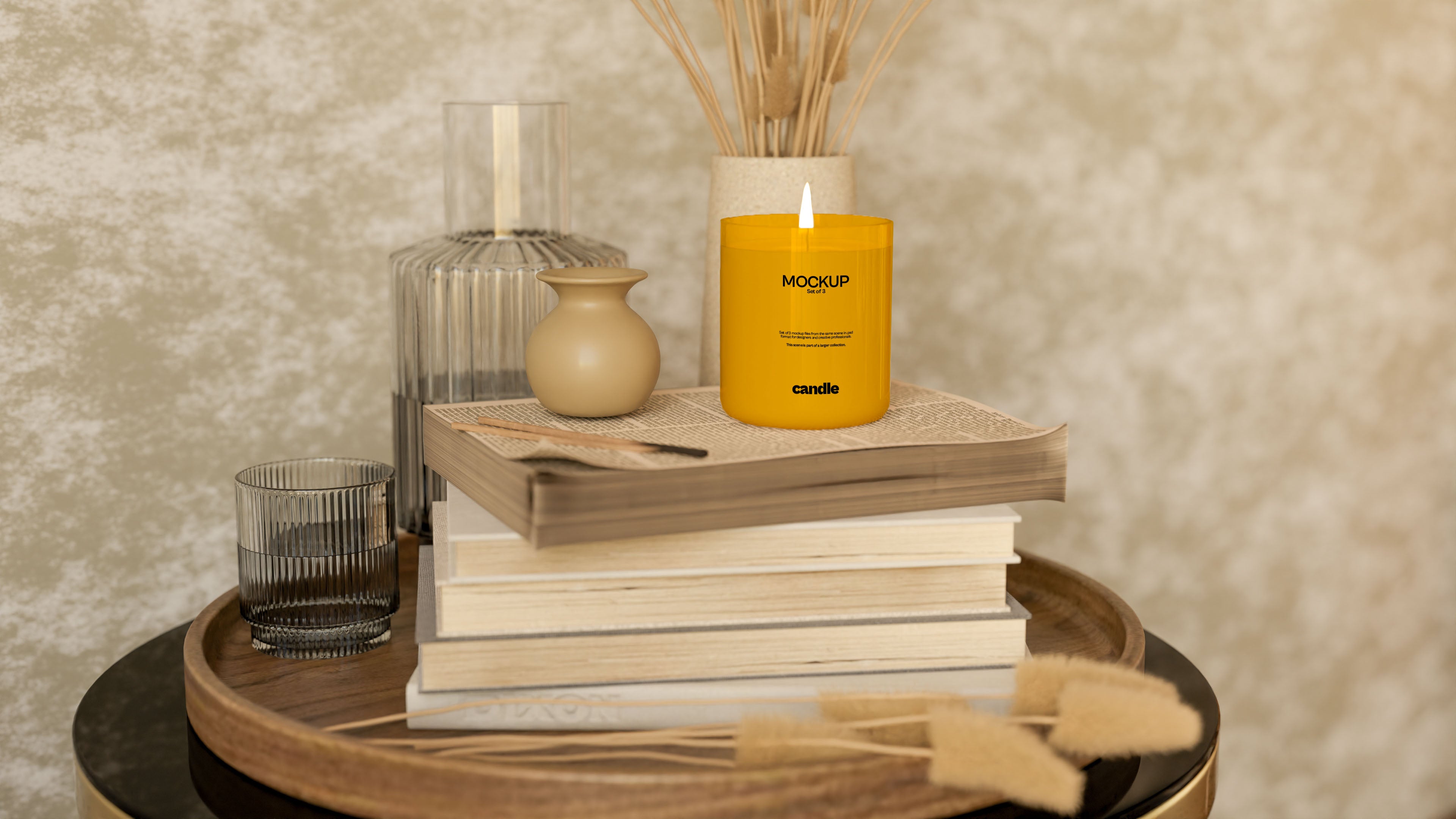 Candle Label Mockup Bundle – Polo Collection (Alternate Scene, 3 PSD)