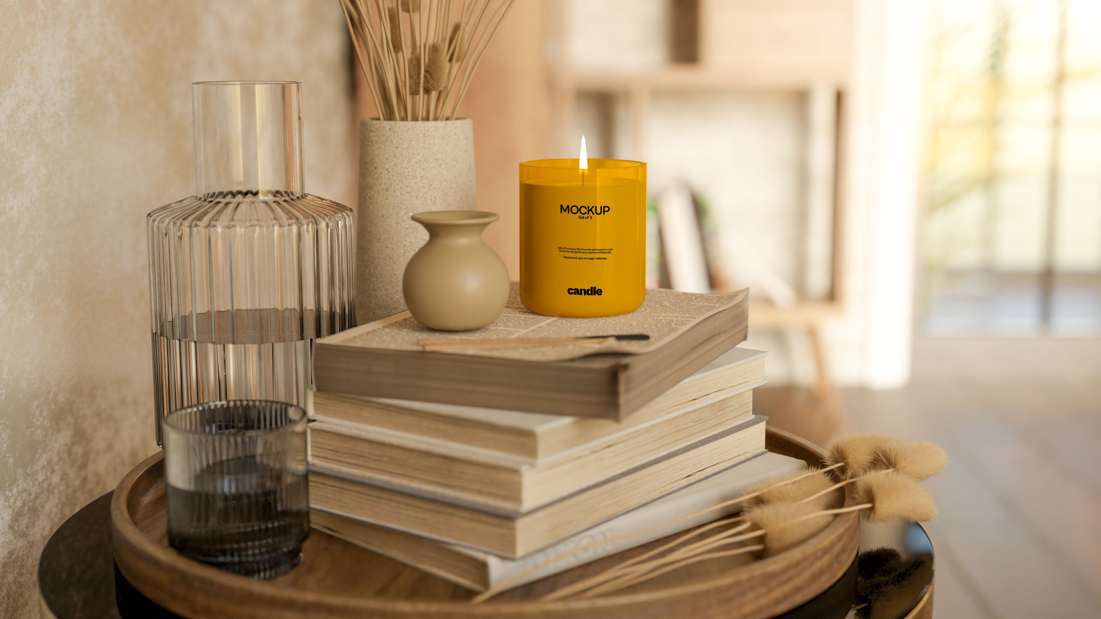 Candle Label Mockup Bundle – Polo Collection (Alternate Scene, 3 PSD)