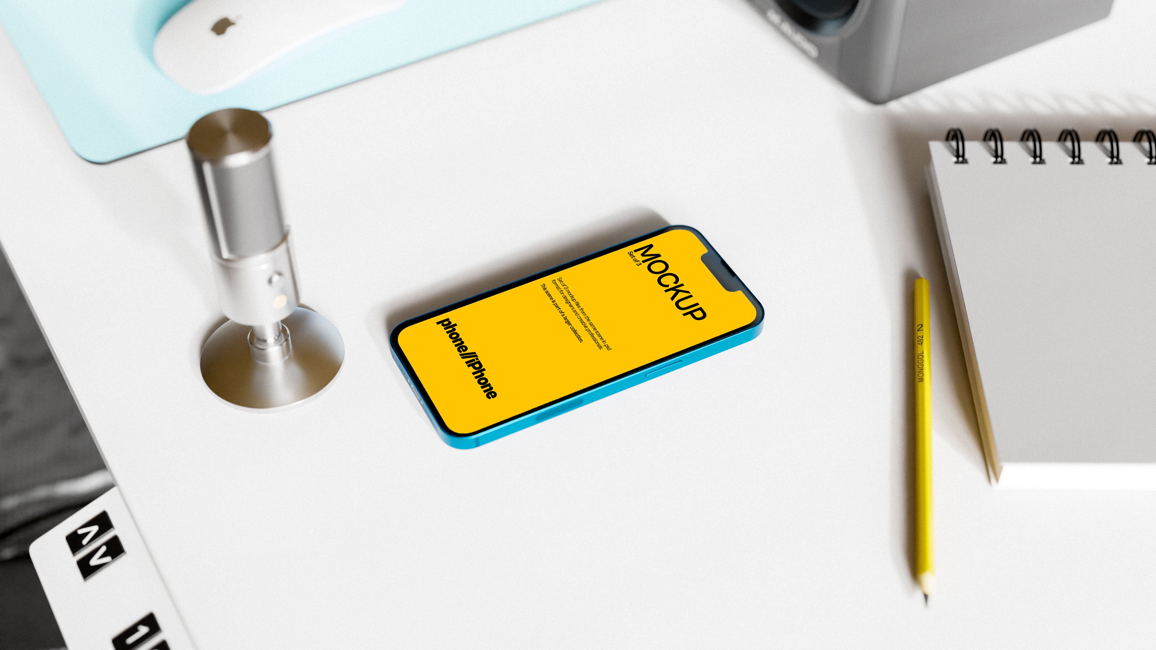 iPhone Screen Mockup Bundle – 3 PSDs in Relaxed Interior Scene