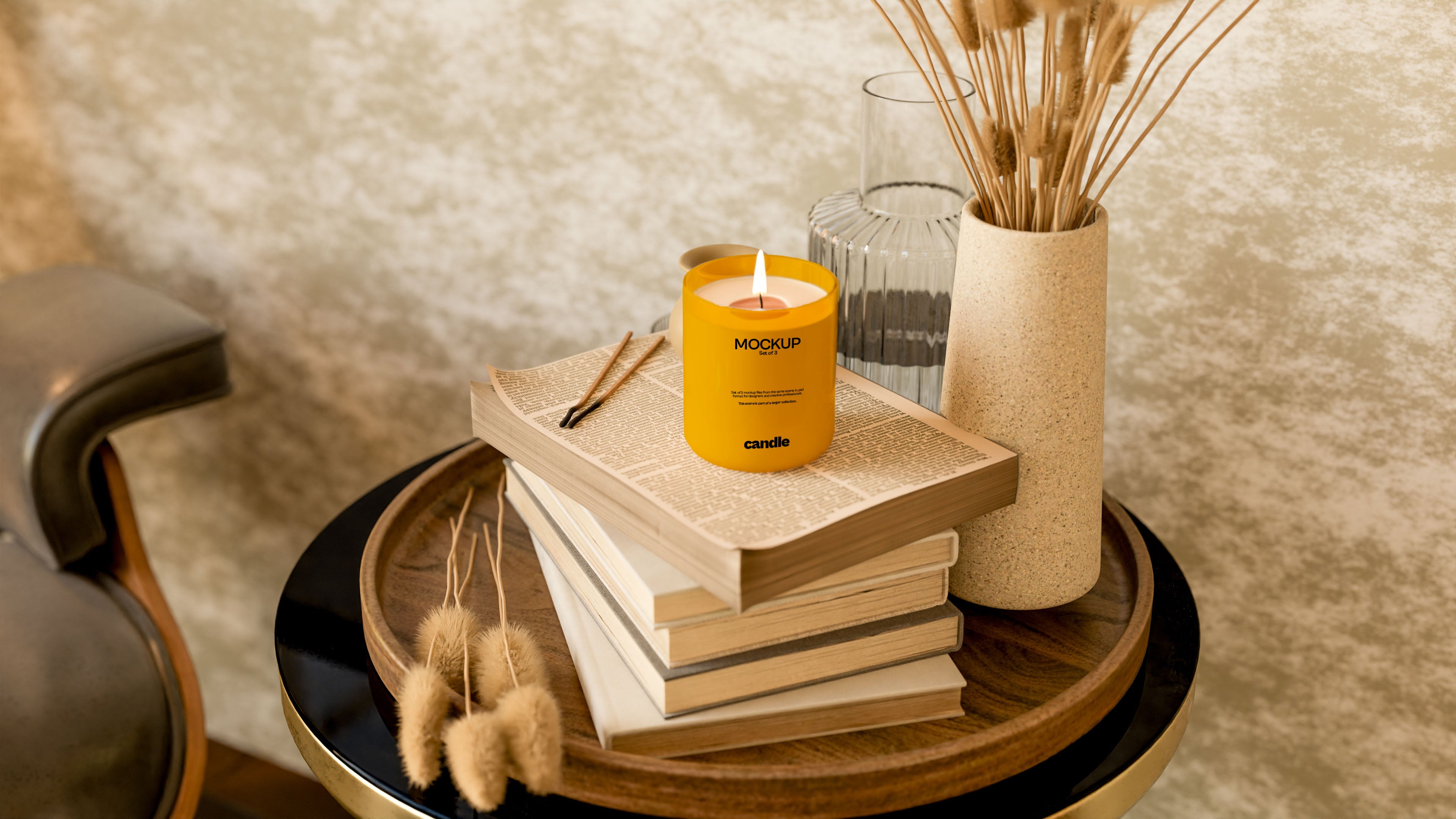Candle Label Mockup Bundle – Polo Collection (Alternate Scene, 3 PSD)