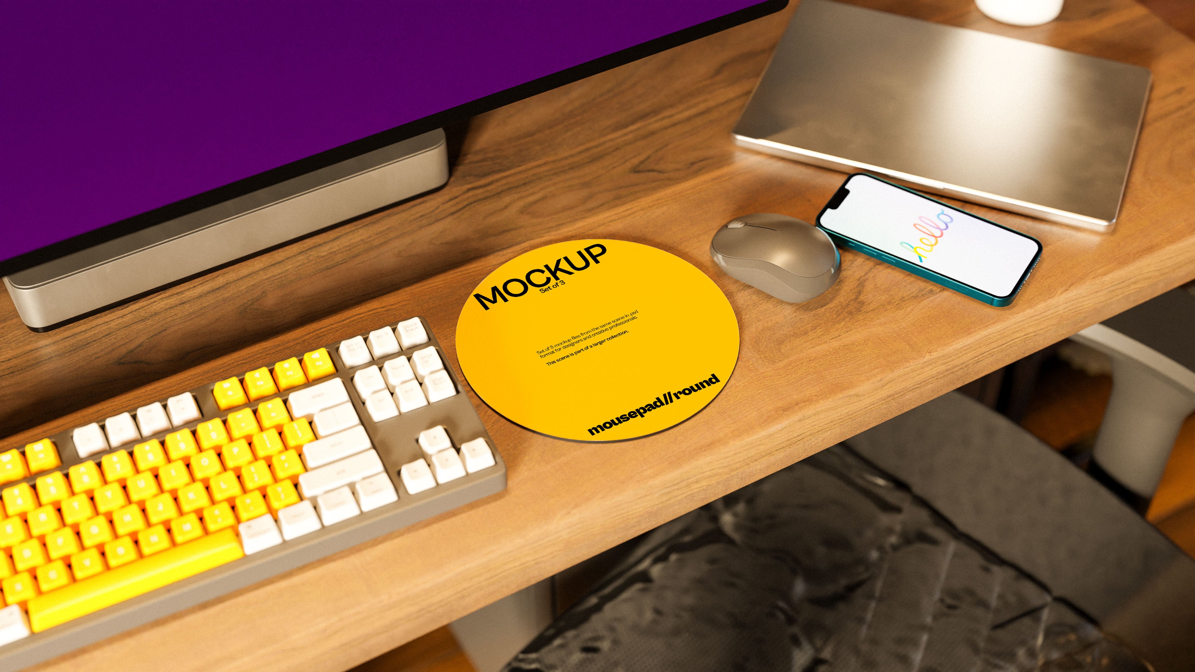 Round Mousepad Mockup Bundle – Starbound Collection (3 PSD)