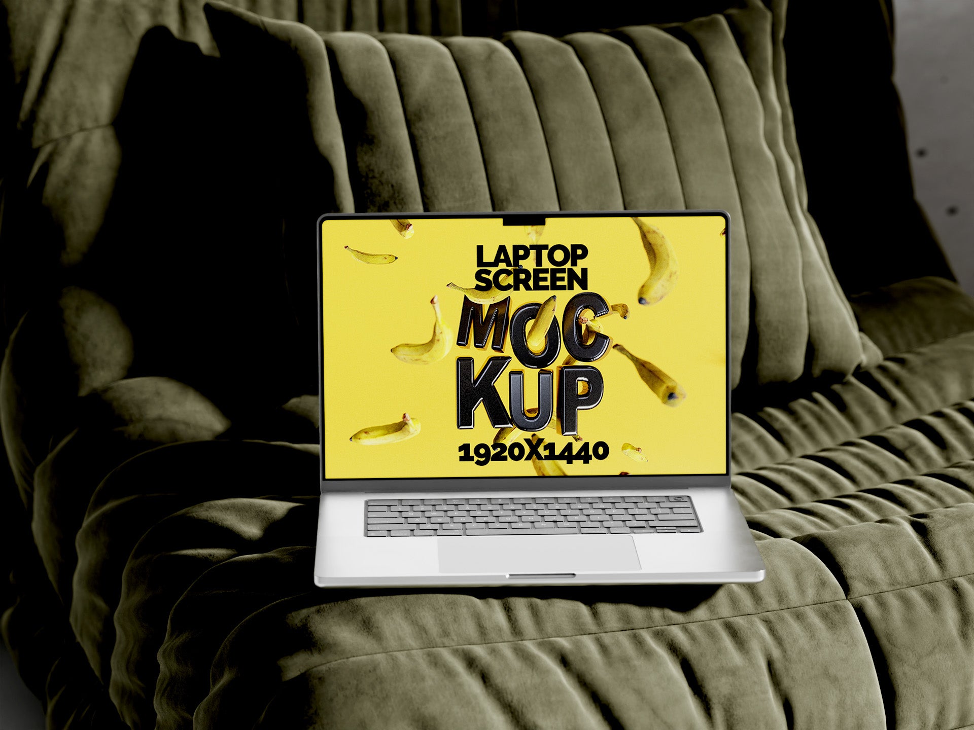 MacBook Pro Screen Mockup Bundle – 3 PSDs in Sofa Scene | Crest Collection