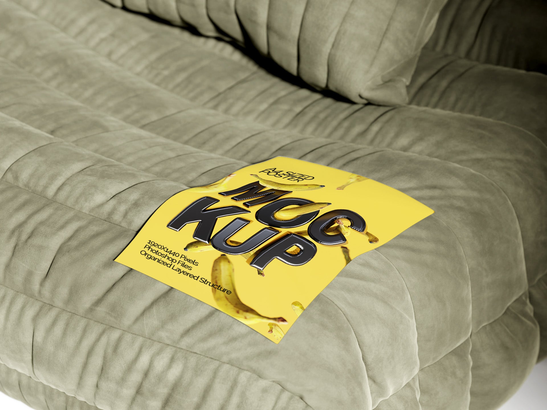 A4 Poster Mockup Bundle – 4 PSDs with Poster on Sofa | Crest Collection