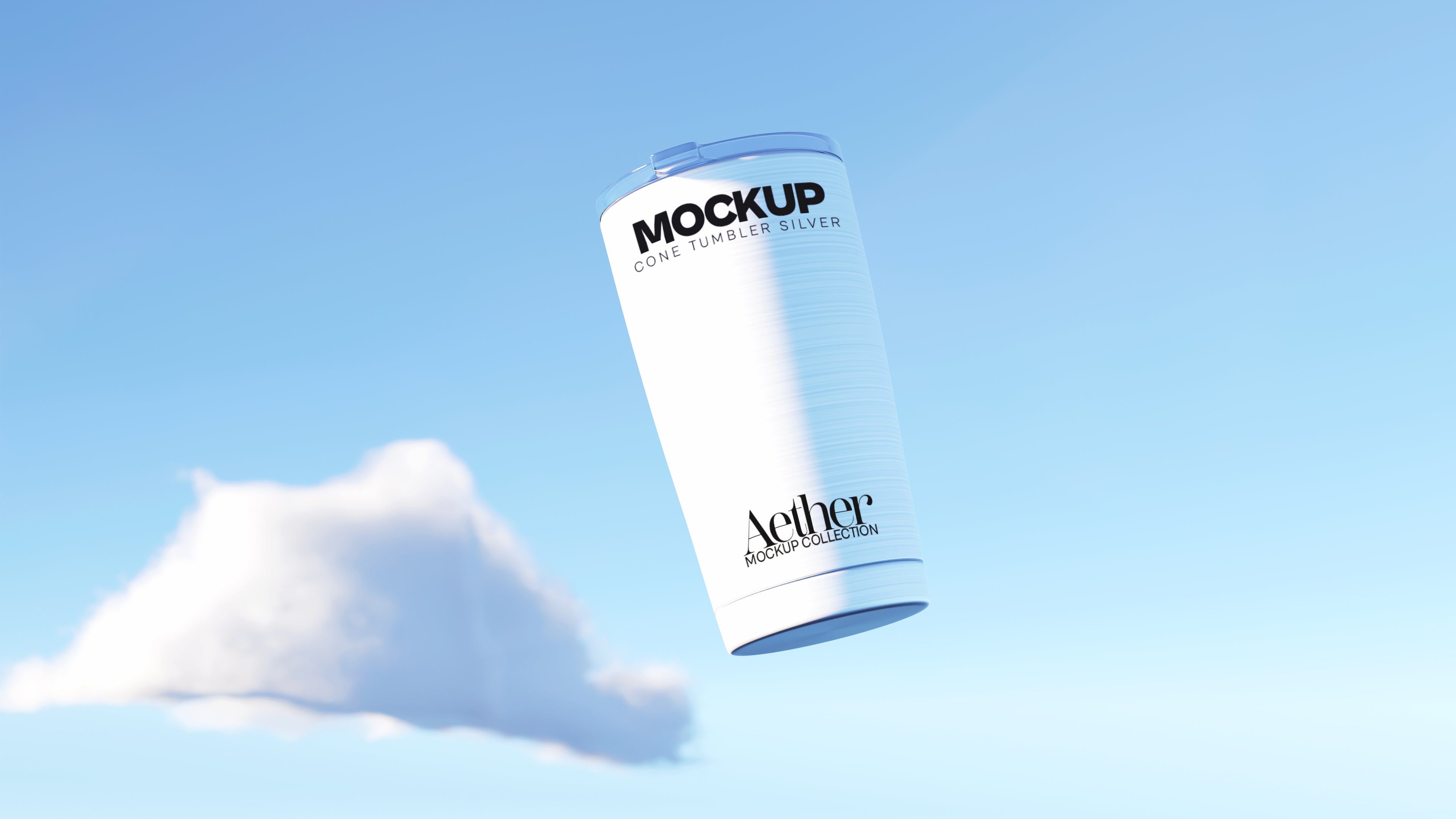 Silver Cone Tumbler Mockup Bundle – Aether Collection (3 PSD)