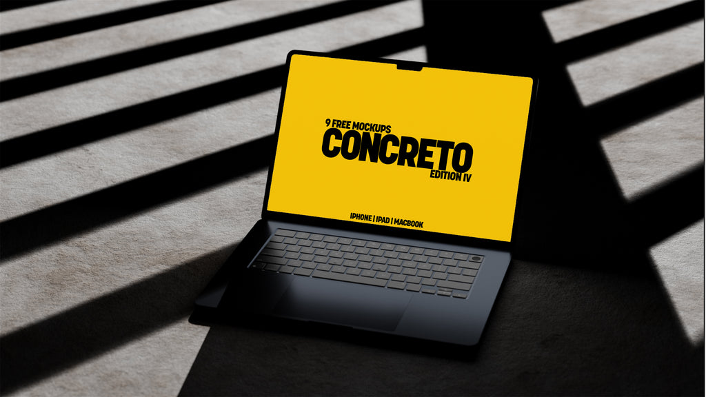 Free MacBook Air Mockups – Concreto 4 Collection (3 PSDs)