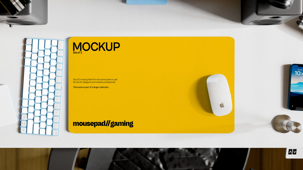 Long Gaming Mousepad Mockup Bundle – 3 PSDs in Warm Interior Scene