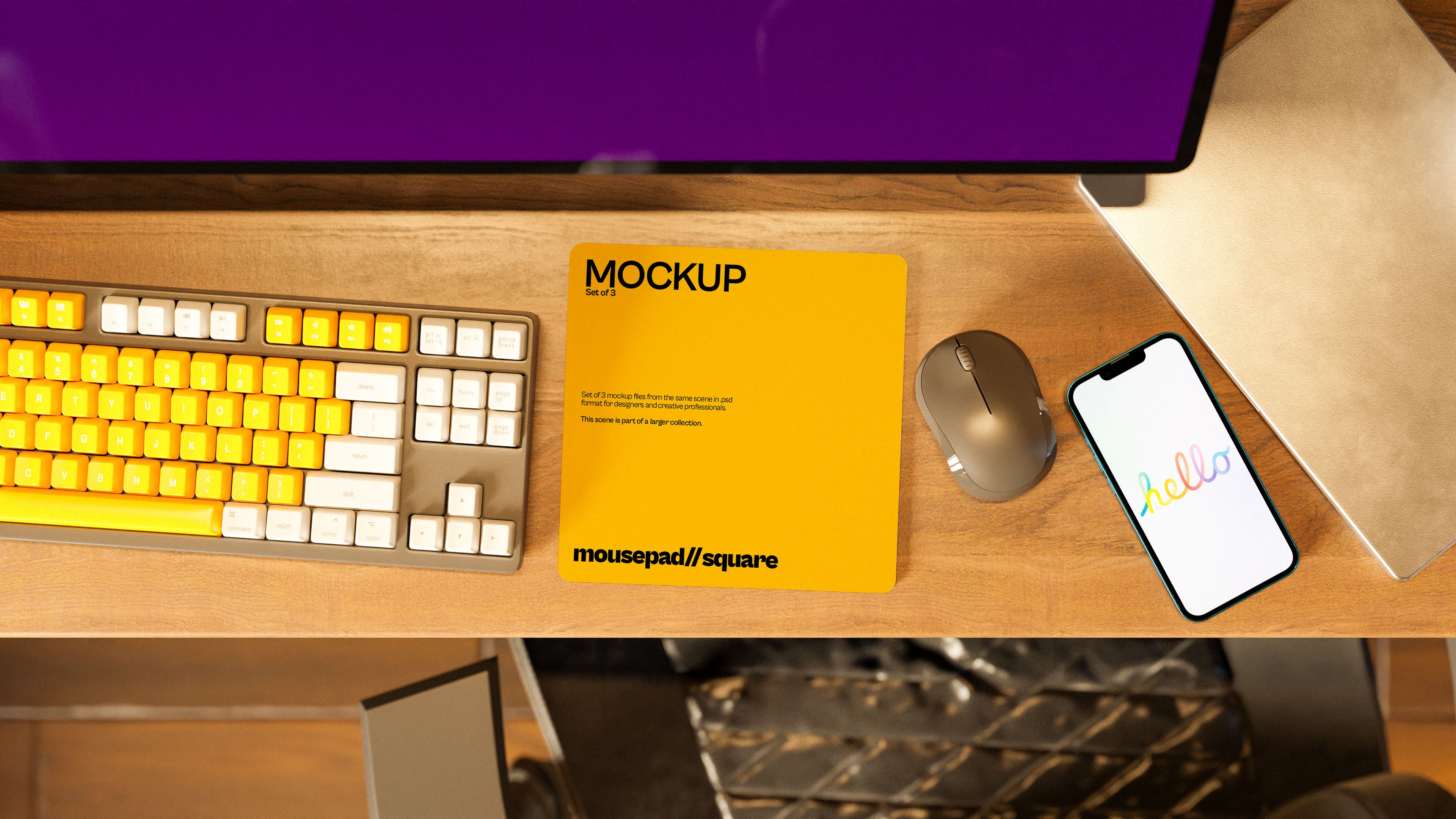 Square Mousepad Mockup Bundle – Starbound Collection (3 PSD)