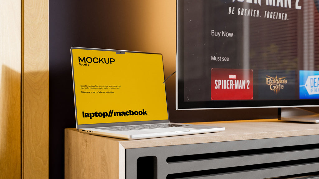 MacBook Screen Mockup Bundle – 3 PSDs in Soft Natural Setting