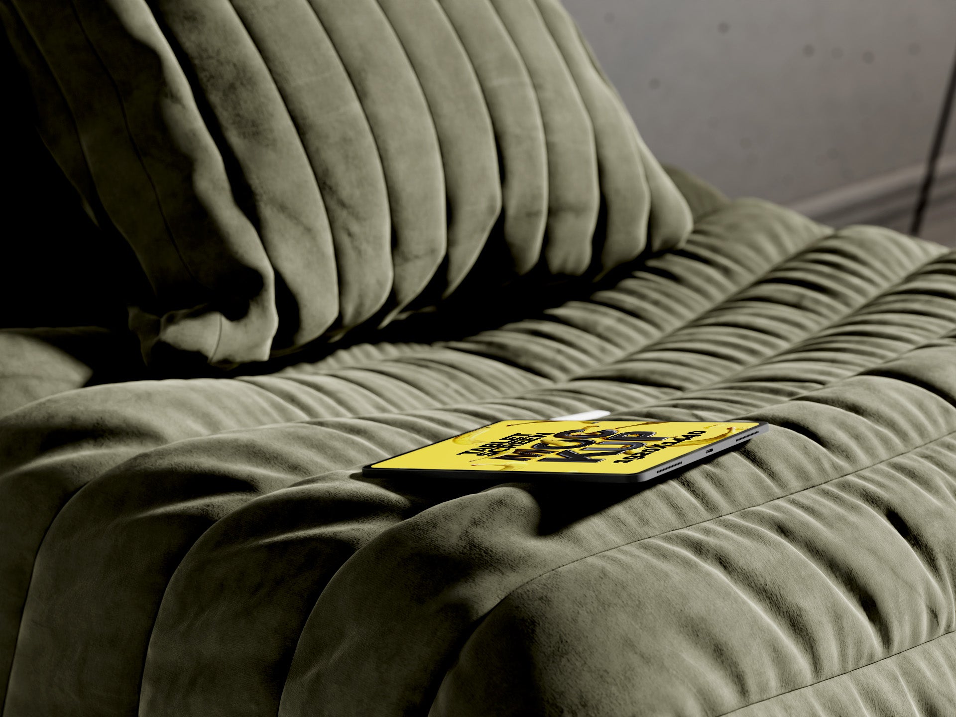iPad Screen Mockup Bundle – 3 PSDs in Sofa Scene | Crest Collection