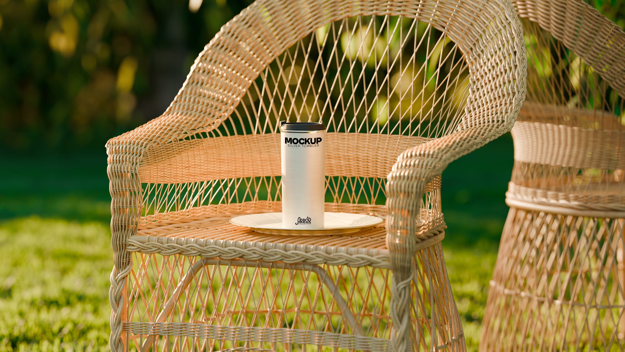 Straight-Shaped Silver Sublimation Tumbler Mockup Bundle – Arbor Collection (4 PSD)