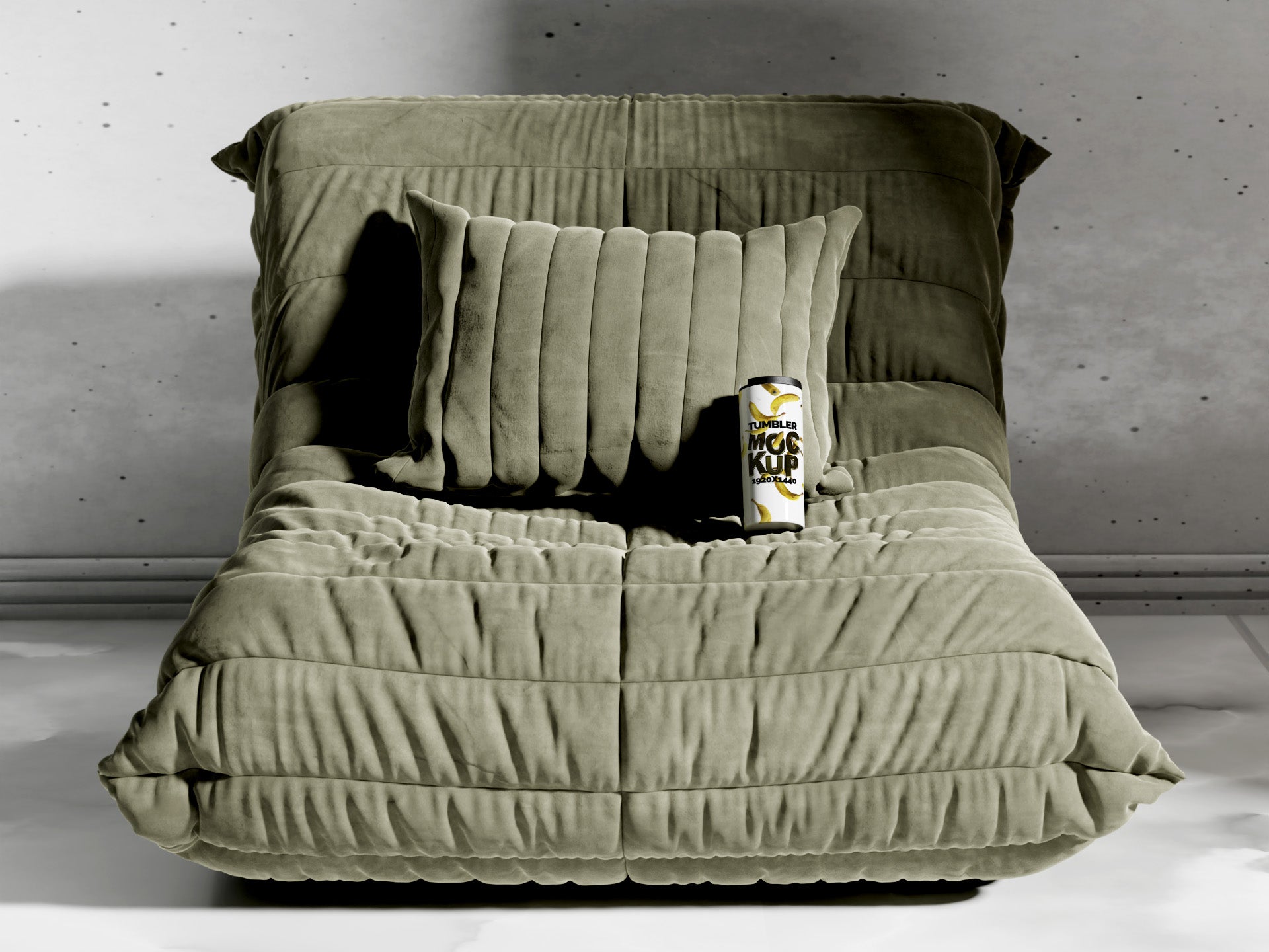Straight Shaped White Sublimation Tumbler Mockup Bundle – 6 PSDs on Sofa | Crest Collection