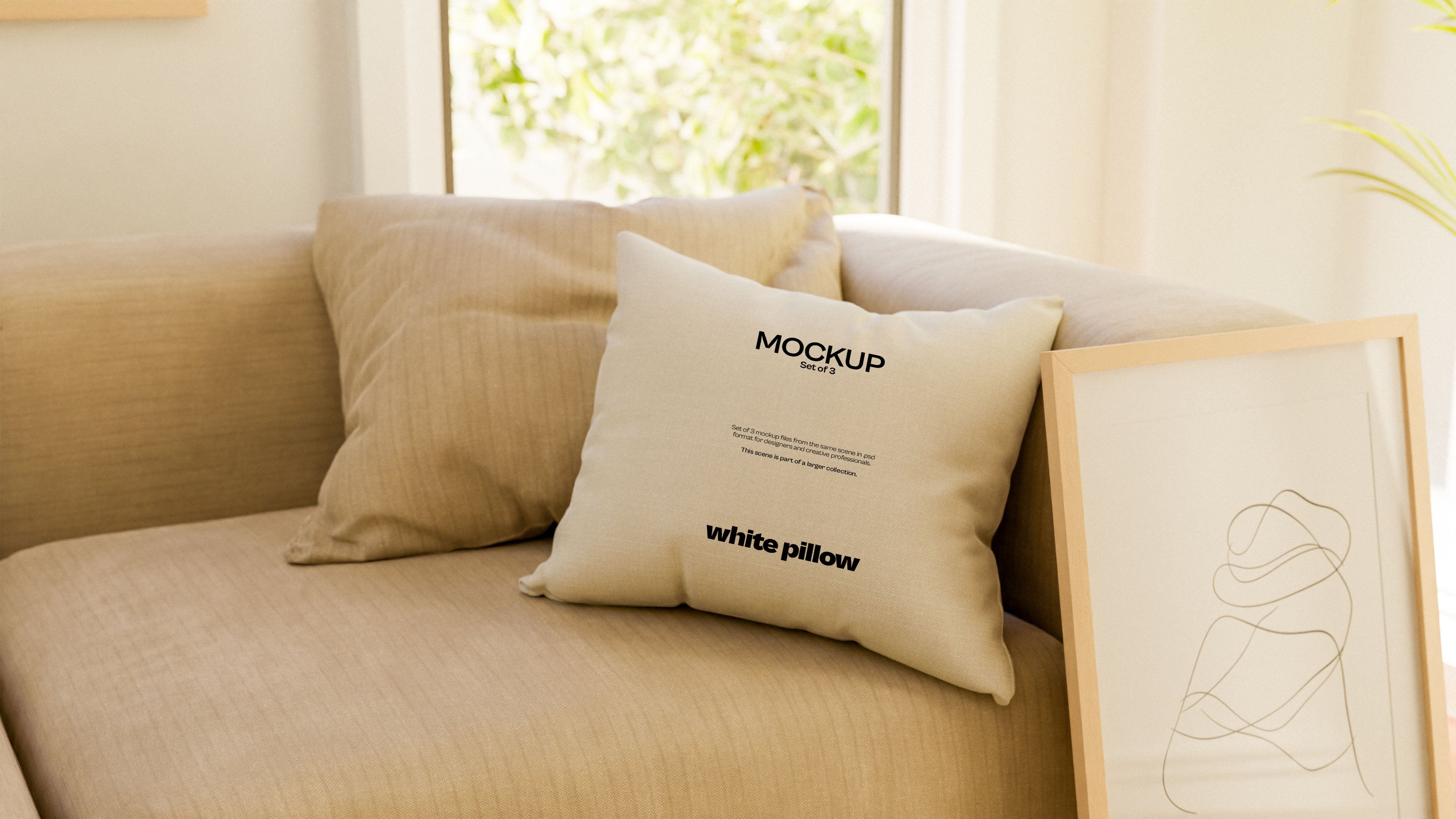 White Sublimation Pillow Mockup Bundle – Mid Century Collection (3 PSD)