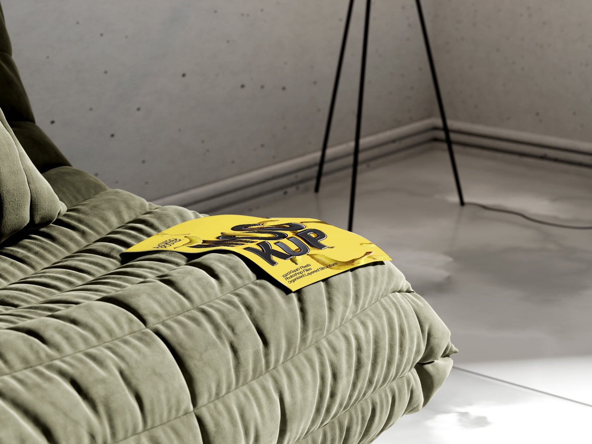 A4 Poster Mockup Bundle – 4 PSDs with Poster on Sofa | Crest Collection