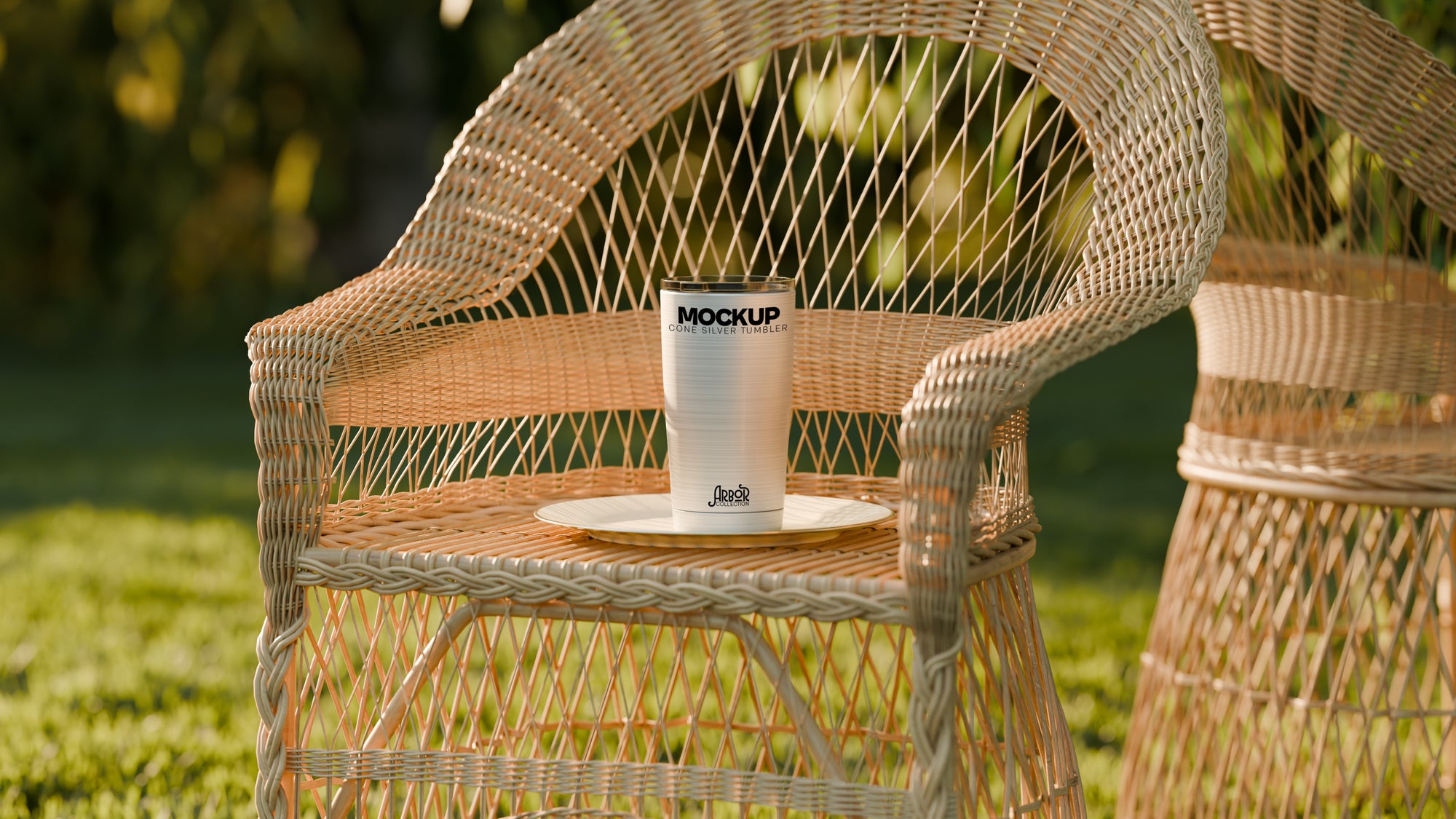 Cone-Shaped Silver Sublimation Tumbler Mockup Bundle – Arbor Collection (4 PSD)