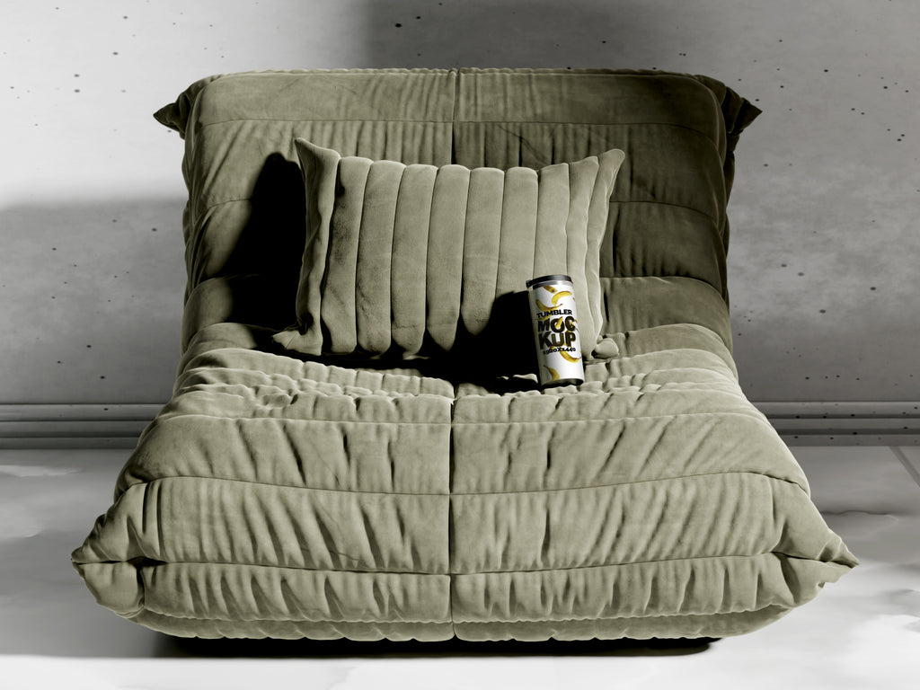 Straight Shaped Silver Sublimation Tumbler Mockup Bundle – 6 PSDs on Sofa | Crest Collection