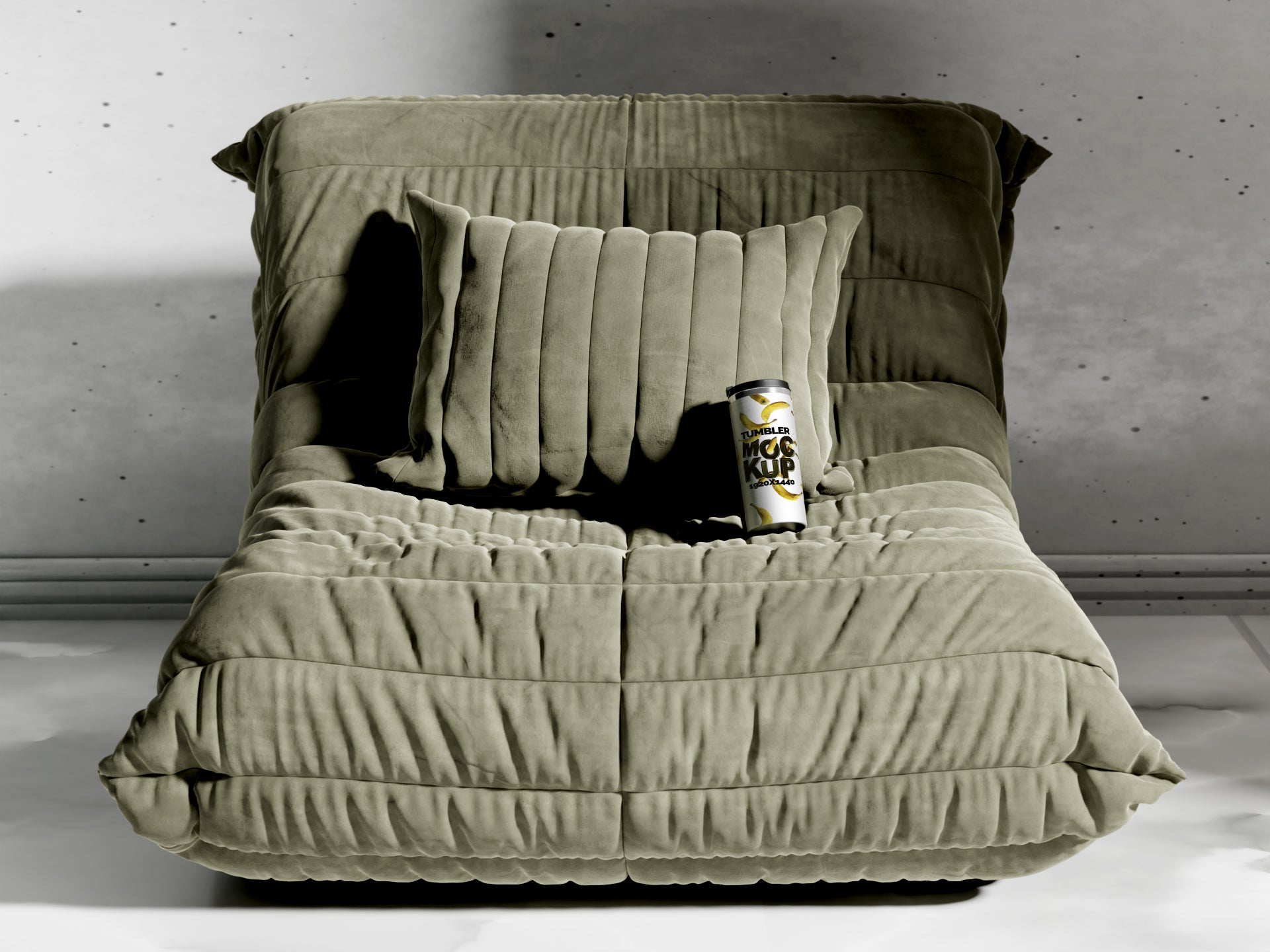 Straight Shaped Silver Sublimation Tumbler Mockup Bundle – 6 PSDs on Sofa | Crest Collection