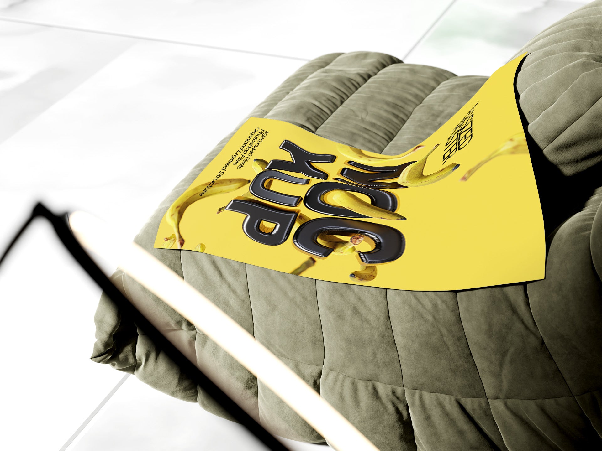 A2 Poster Mockup Bundle – 4 PSDs with Poster on Sofa | Crest Collection