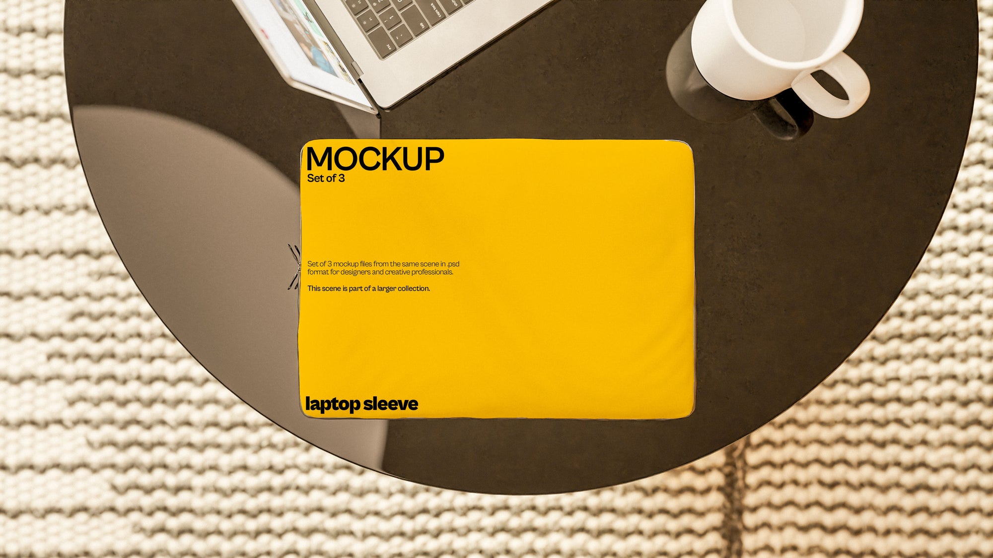 Sublimation Laptop Sleeve Mockup Bundle – Halcyon Collection (3 PSD)