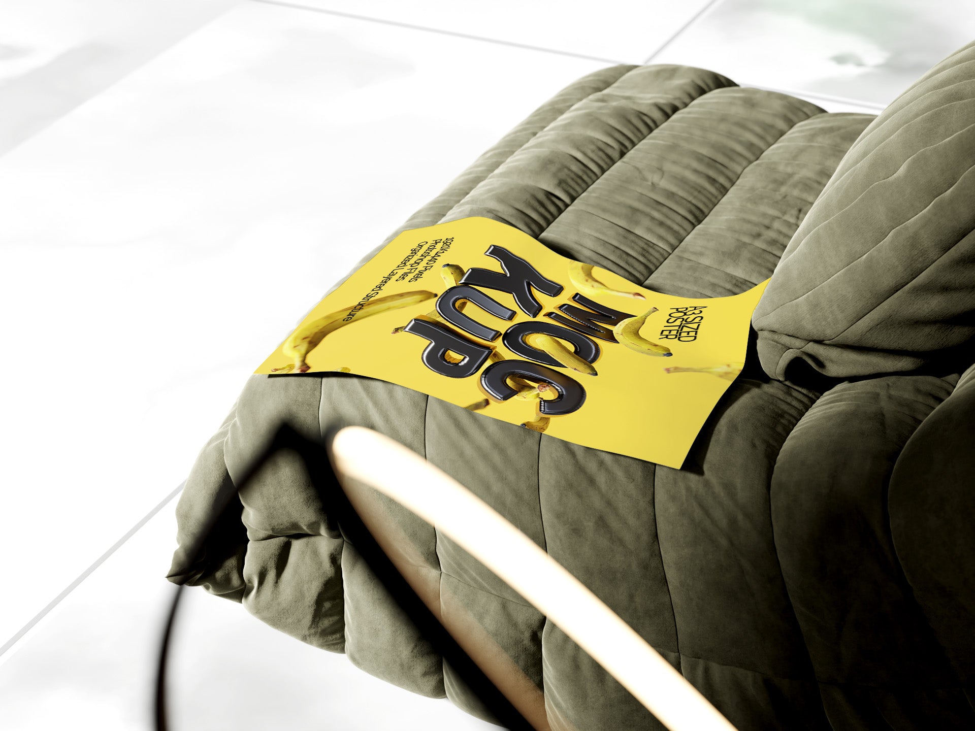 A3 Poster Mockup Bundle – 4 PSDs with Poster on Sofa | Crest Collection