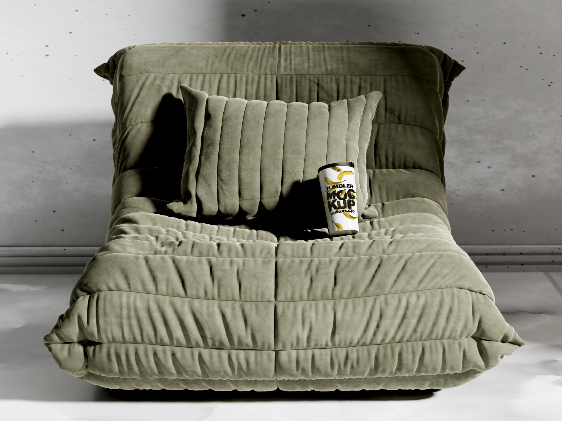 Cone Shaped White Sublimation Tumbler Mockup Bundle – 6 PSDs on Sofa | Crest Collection