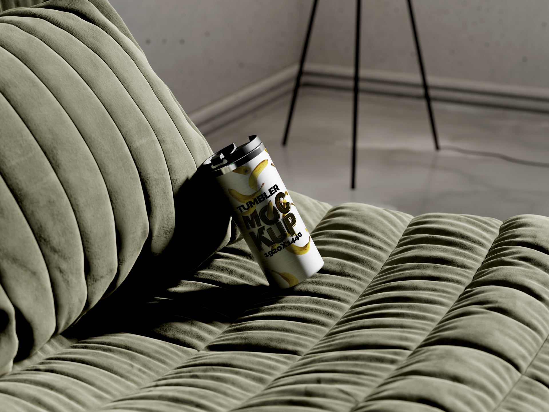 Straight Shaped Silver Sublimation Tumbler Mockup Bundle – 6 PSDs on Sofa | Crest Collection