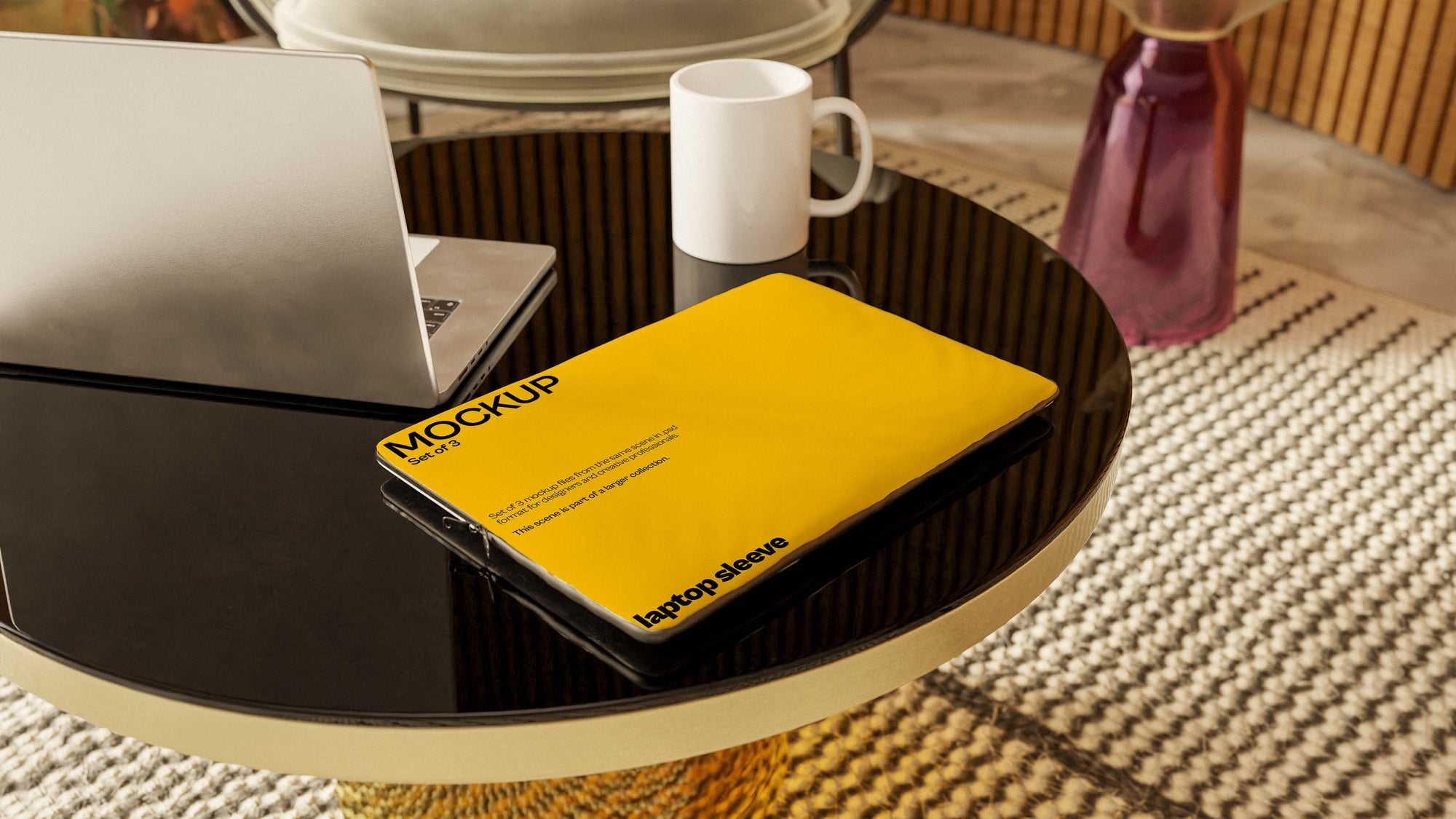 Sublimation Laptop Sleeve Mockup Bundle – Halcyon Collection (3 PSD)