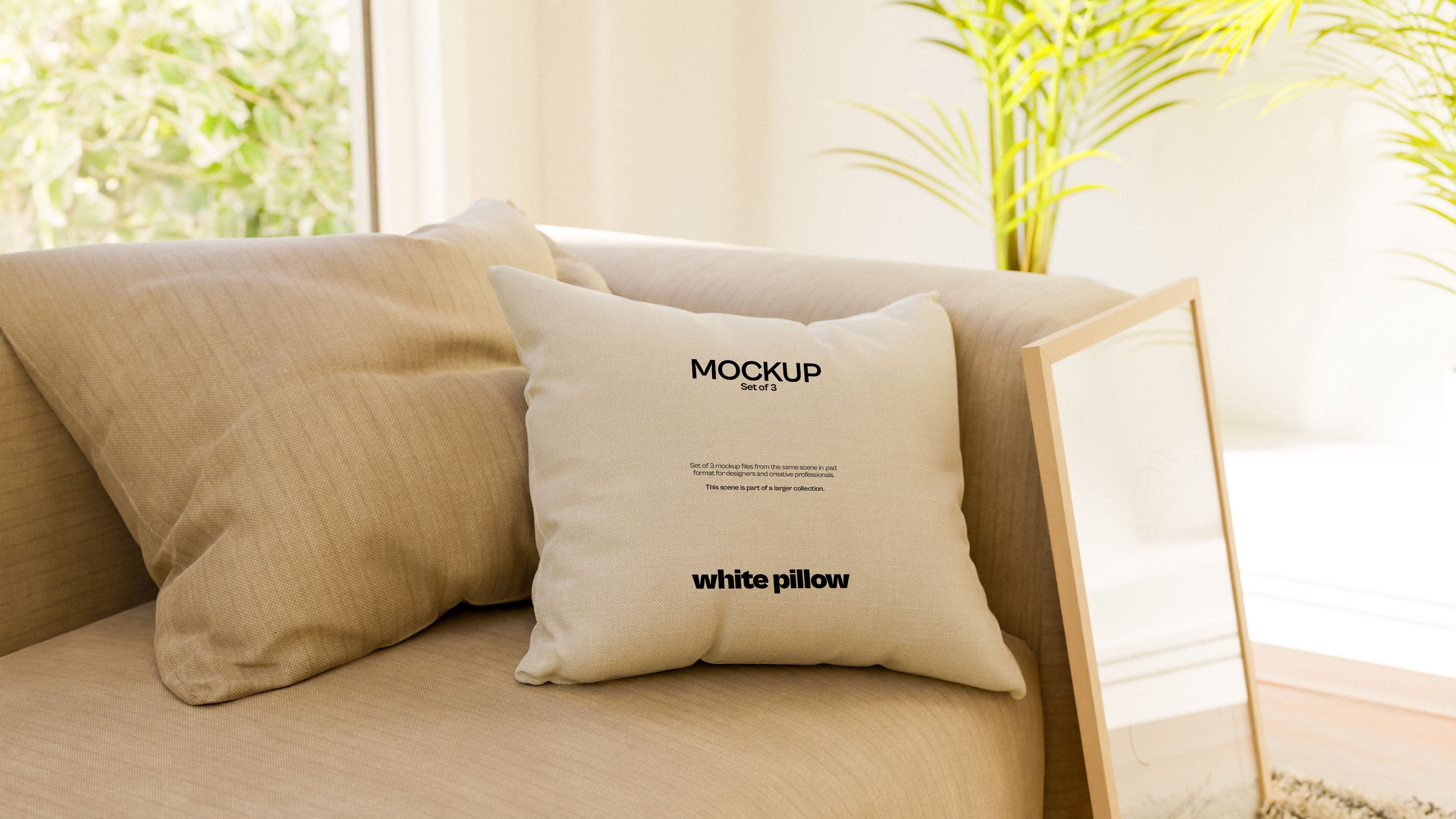 White Sublimation Pillow Mockup Bundle – Mid Century Collection (3 PSD)