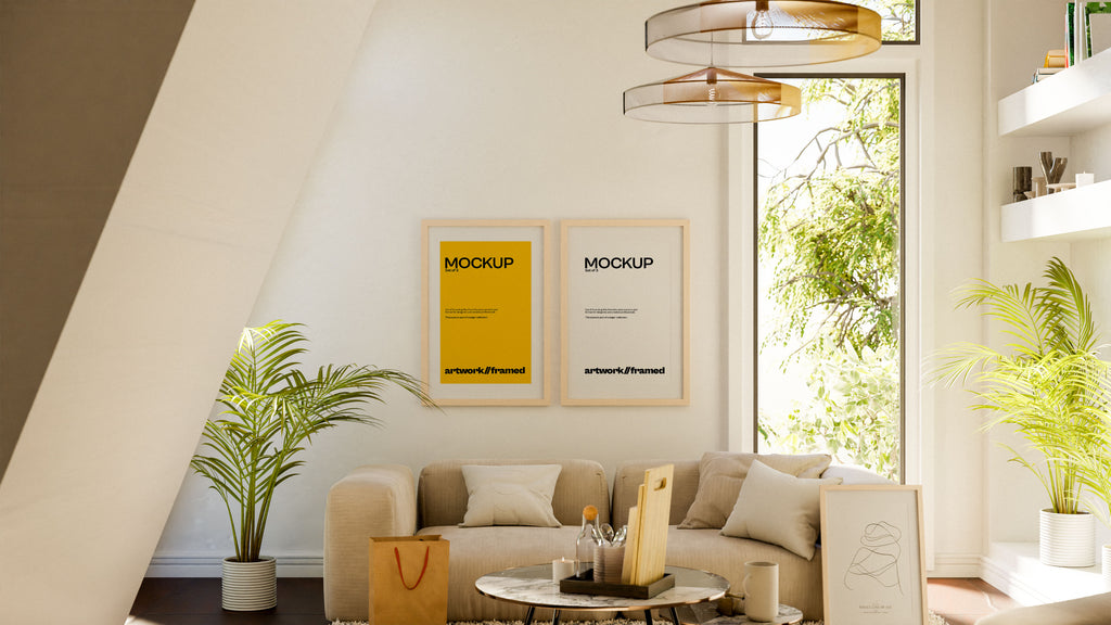 Double Framed Artwork Mockup Bundle – Mid Century Collection (3 PSD)
