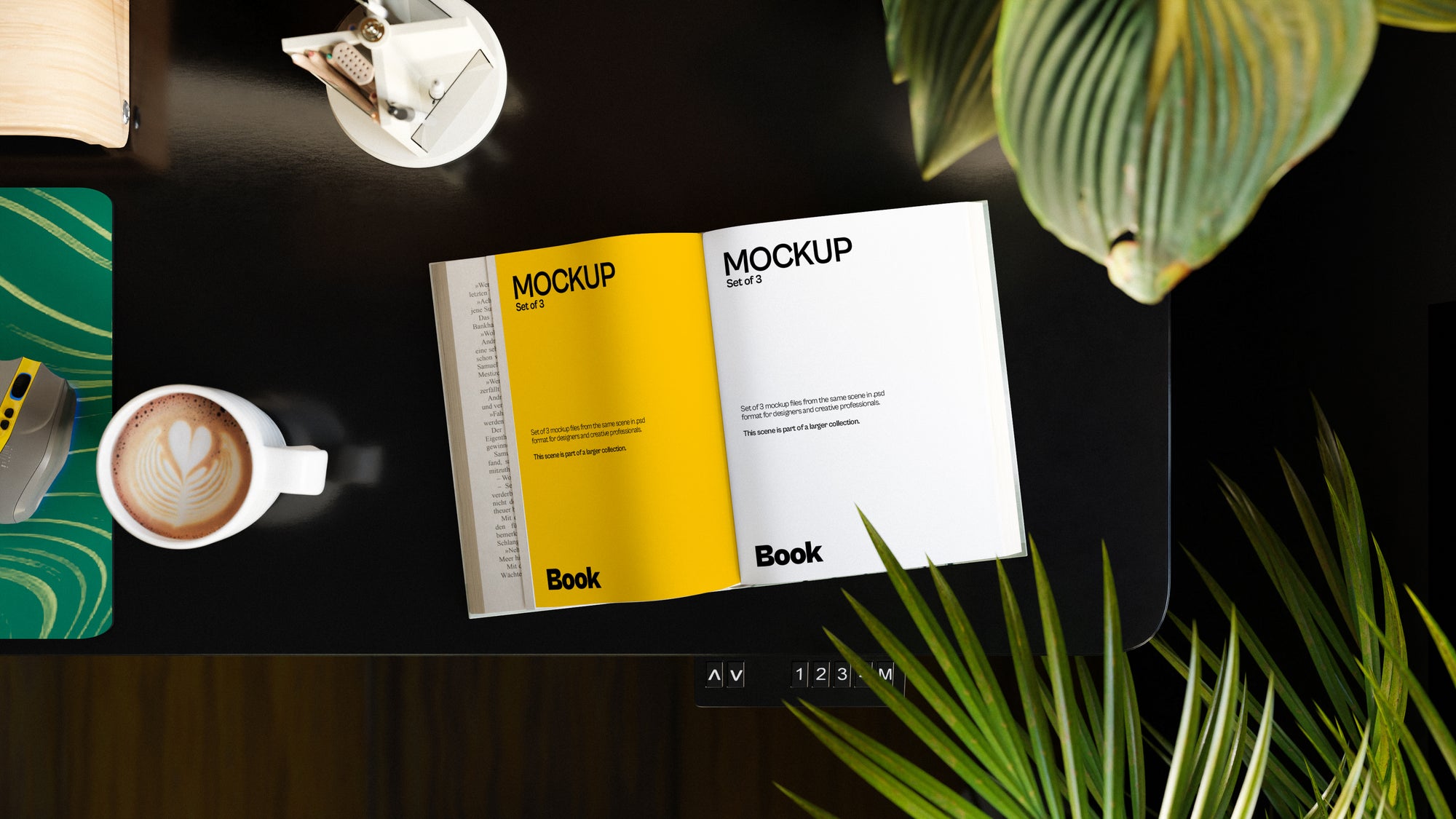 Open Book Page Mockup Bundle – 3 PSDs in Quiet, Minimal Scene | Sanctum Collection