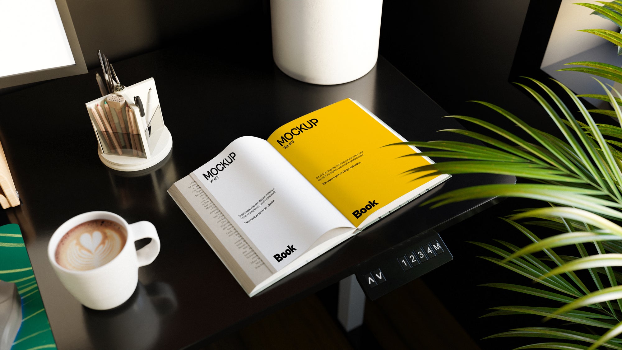 Open Book Page Mockup Bundle – 3 PSDs in Quiet, Minimal Scene | Sanctum Collection