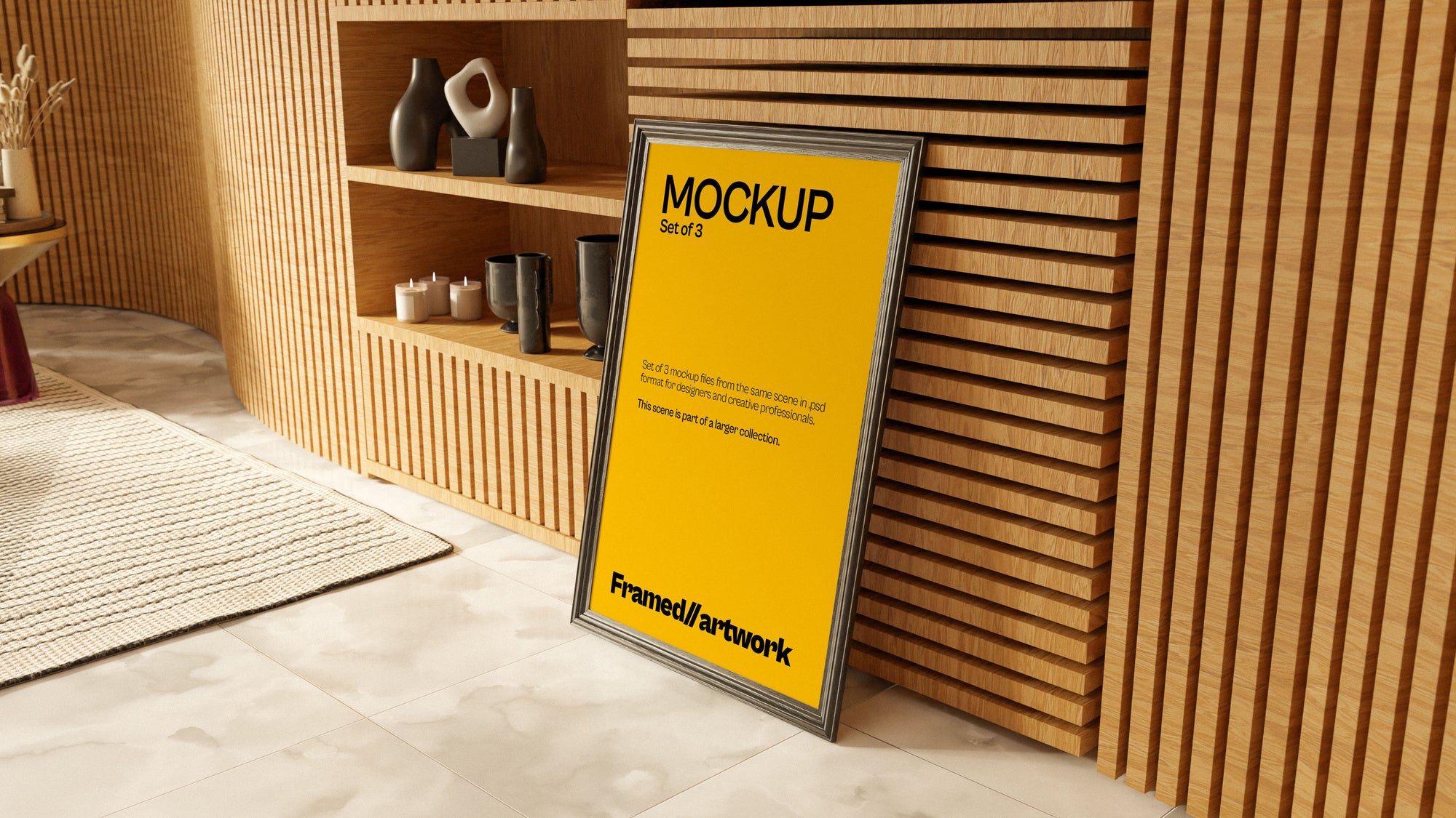Framed Artwork Mockup Bundle – Halcyon Collection (3 PSD)