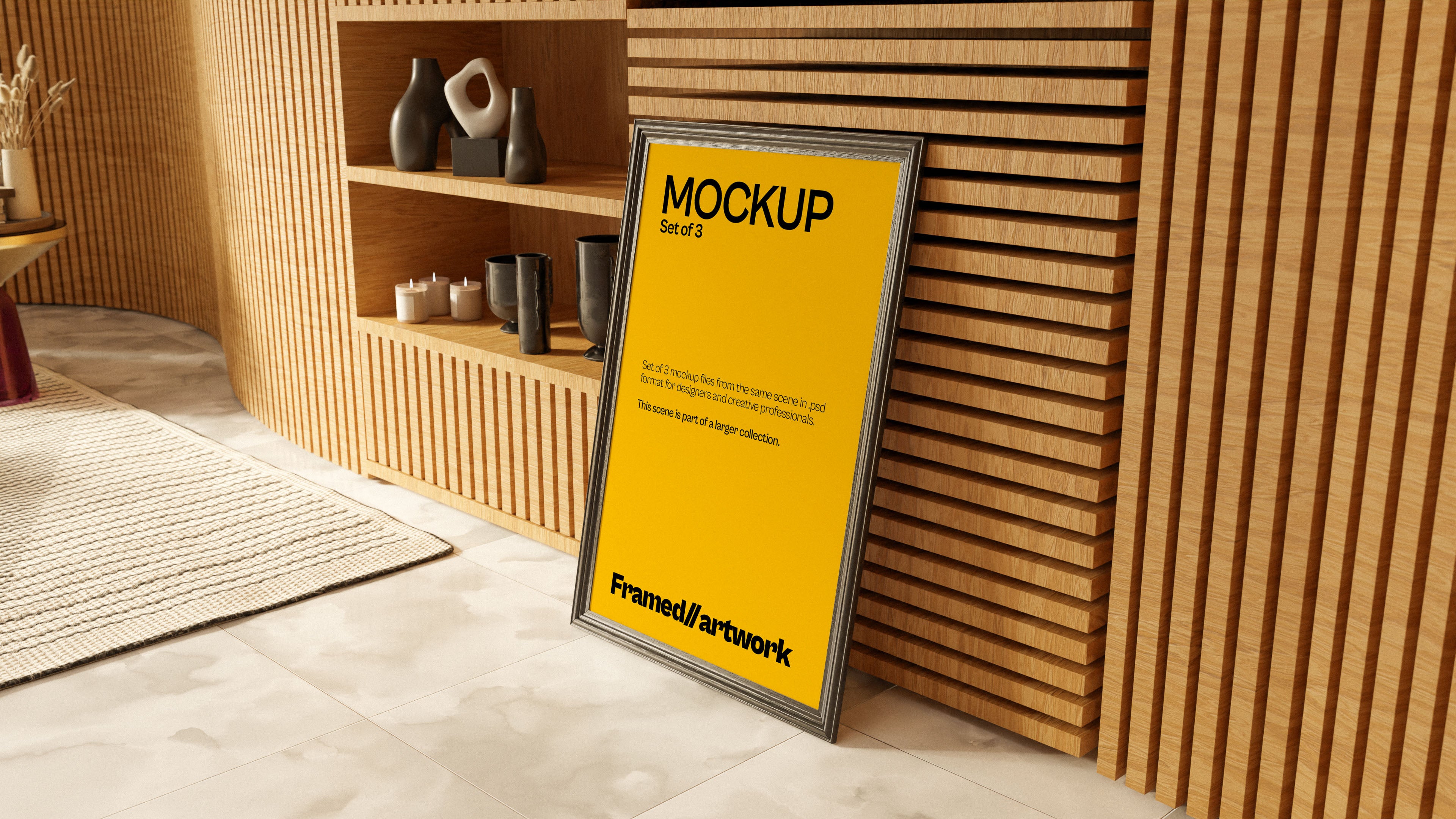 Framed Artwork Mockup Bundle – Halcyon Collection (3 PSD)