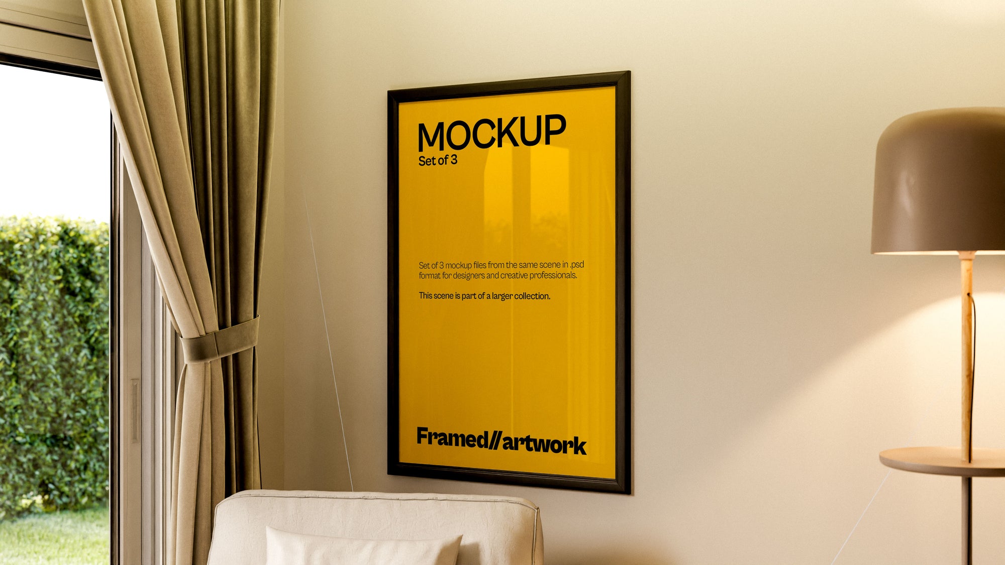 Framed Artwork Mockup Bundle – Verdant Collection (3 PSD)