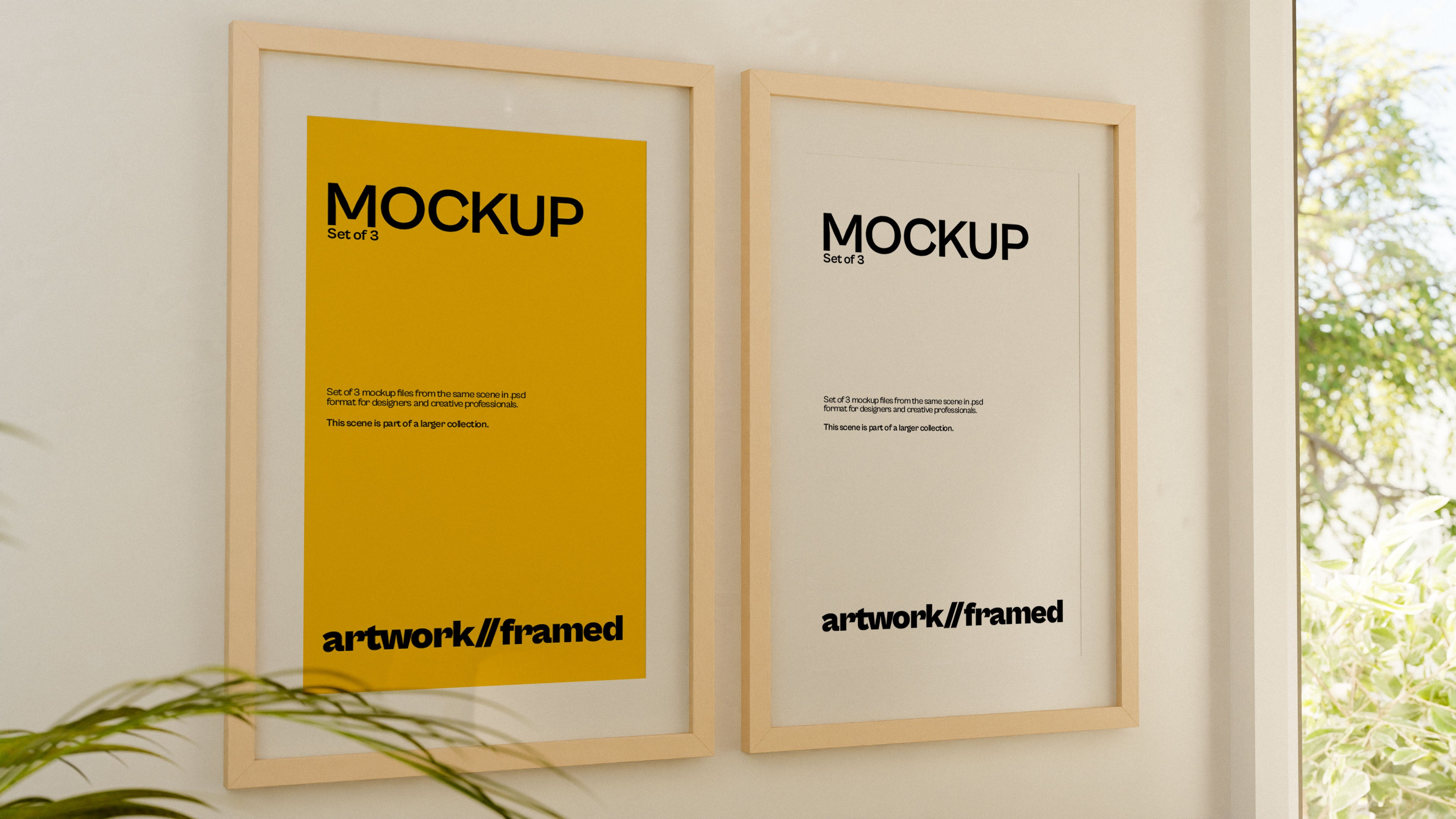 Double Framed Artwork Mockup Bundle – Mid Century Collection (3 PSD)