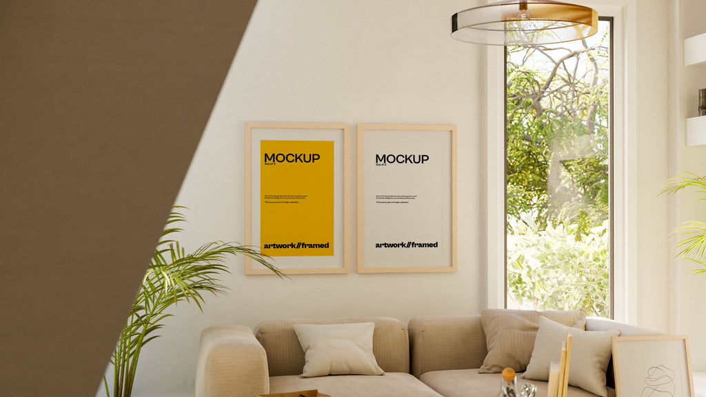 Double Framed Artwork Mockup Bundle – Mid Century Collection (3 PSD)