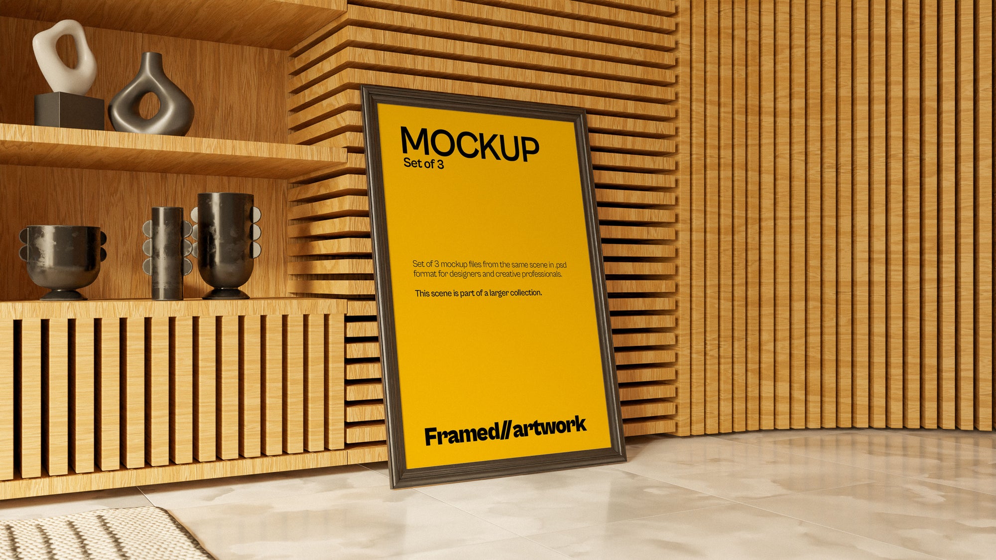 Framed Artwork Mockup Bundle – Halcyon Collection (3 PSD)