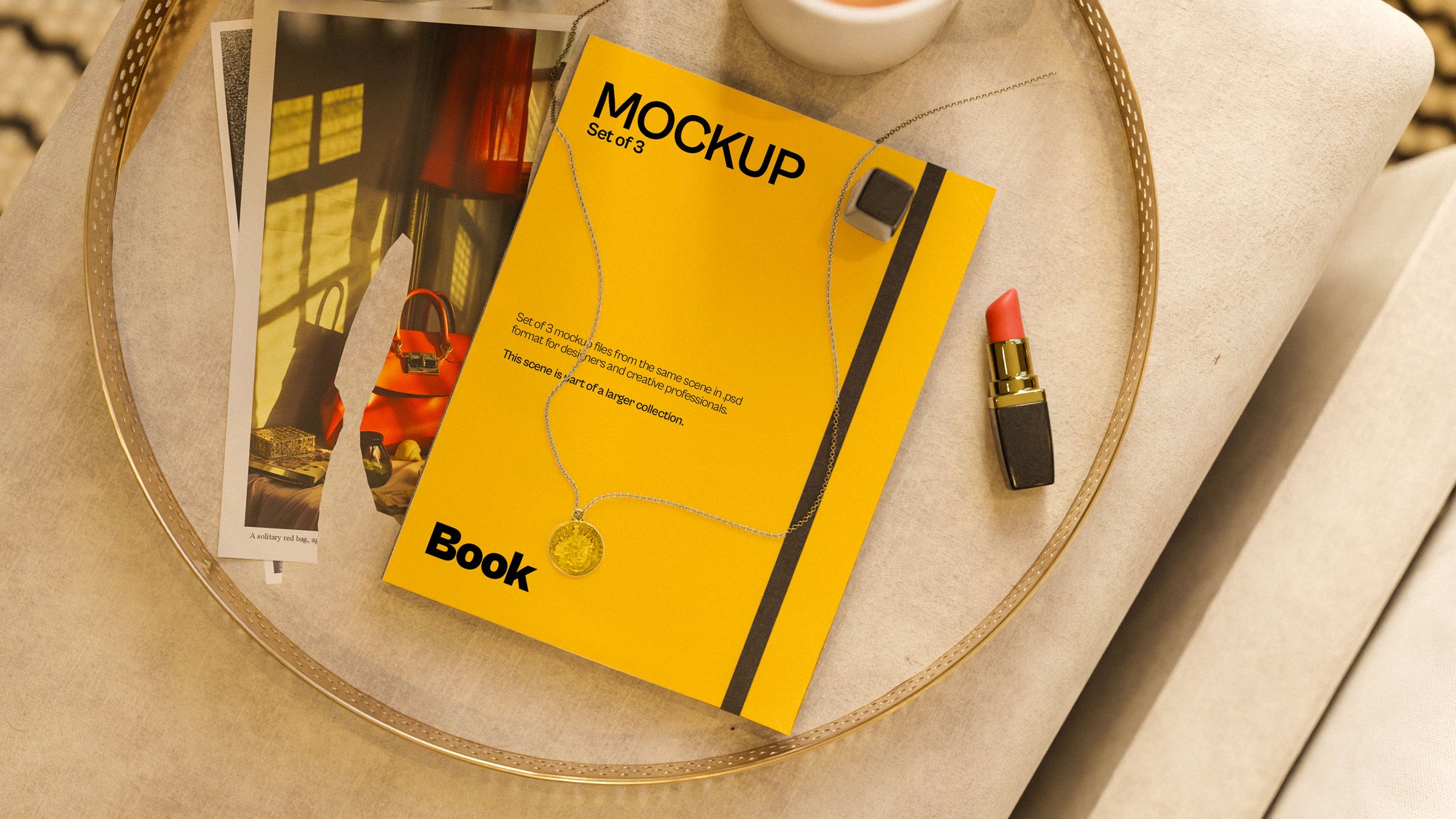 Book Cover Mockup Bundle – 3 PSDs in Soft Elevated Scene | Seraphic Collection