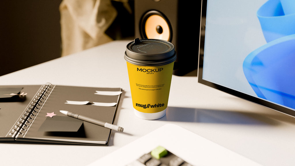 Paper Coffee Cup Mockup Bundle – 3 PSDs in Sunlit Lifestyle Setting | Waves and Wheels Collection