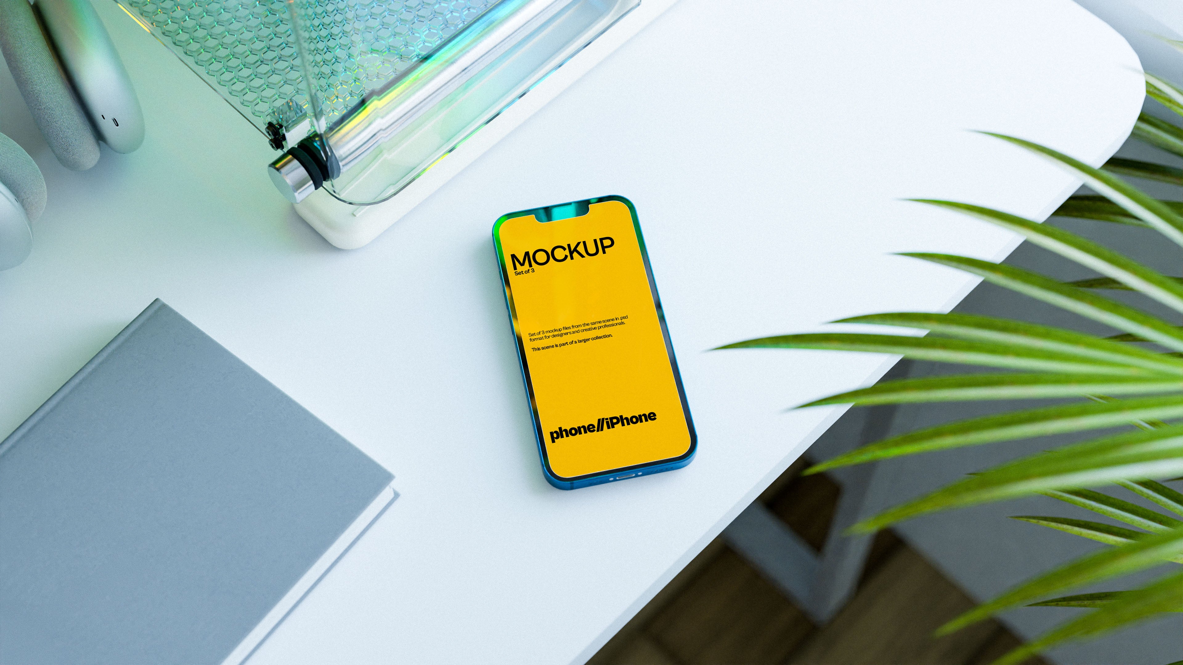 iPhone Screen Mockup Bundle – 3 PSDs in Bright Natural Light | Lumen Collection