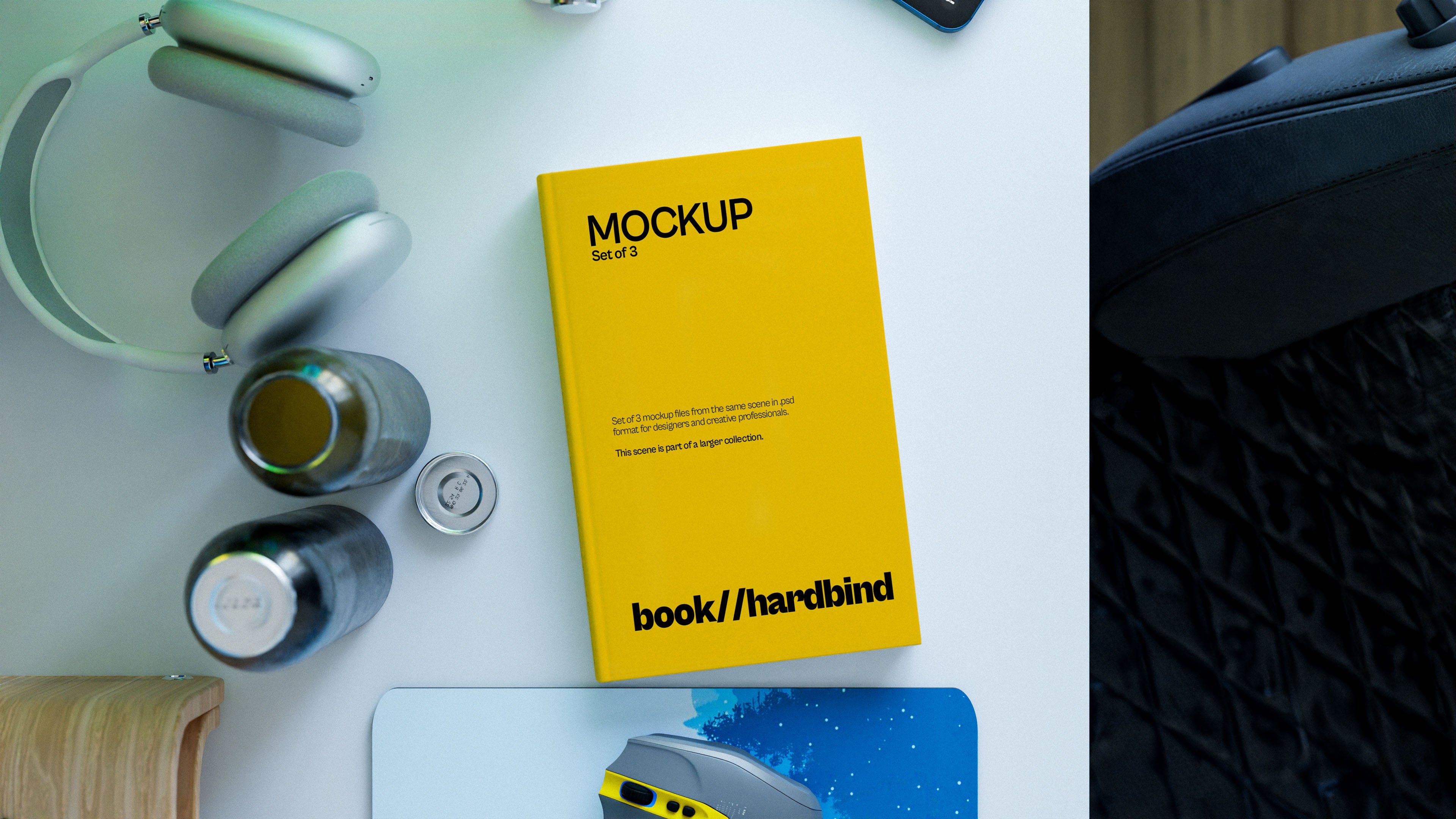 Binded Book Cover Mockup Bundle – 3 PSDs in Bright Natural Setting | Lumen Collection