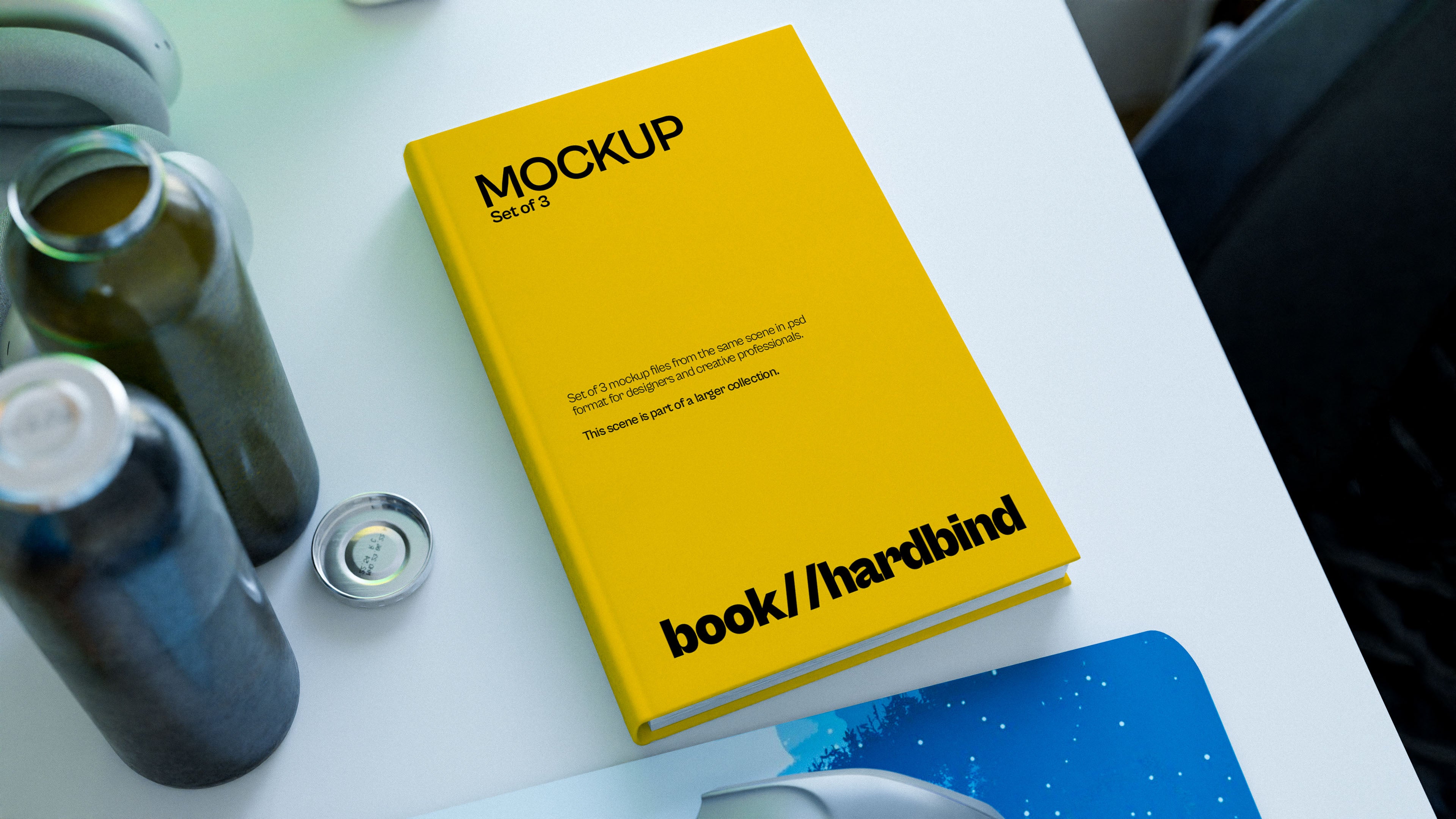 Binded Book Cover Mockup Bundle – 3 PSDs in Bright Natural Setting | Lumen Collection