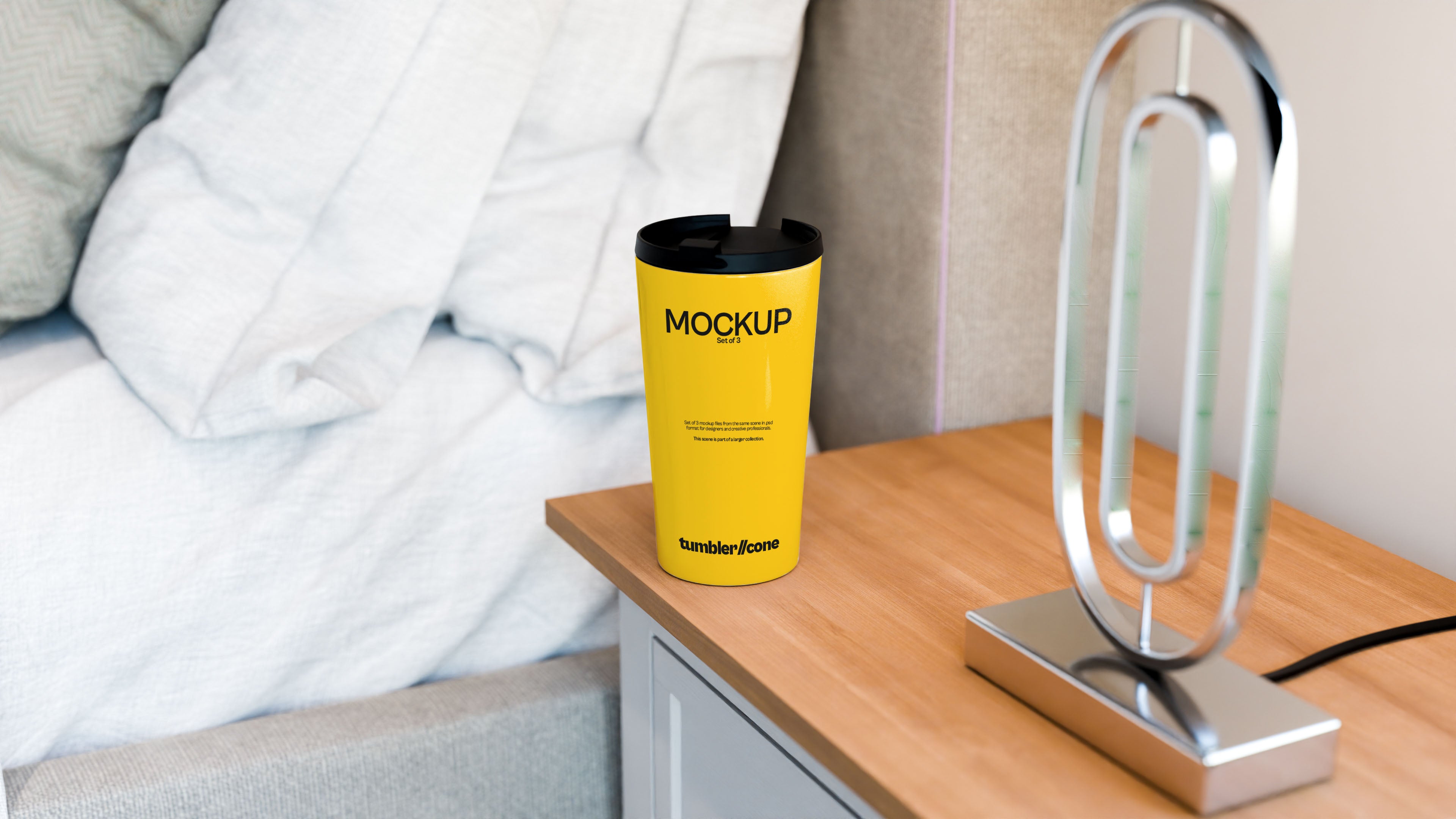 Cone Shaped White Sublimation Tumbler Mockup Bundle – 3 PSDs in Soft Minimal Scene | Elysian Collection