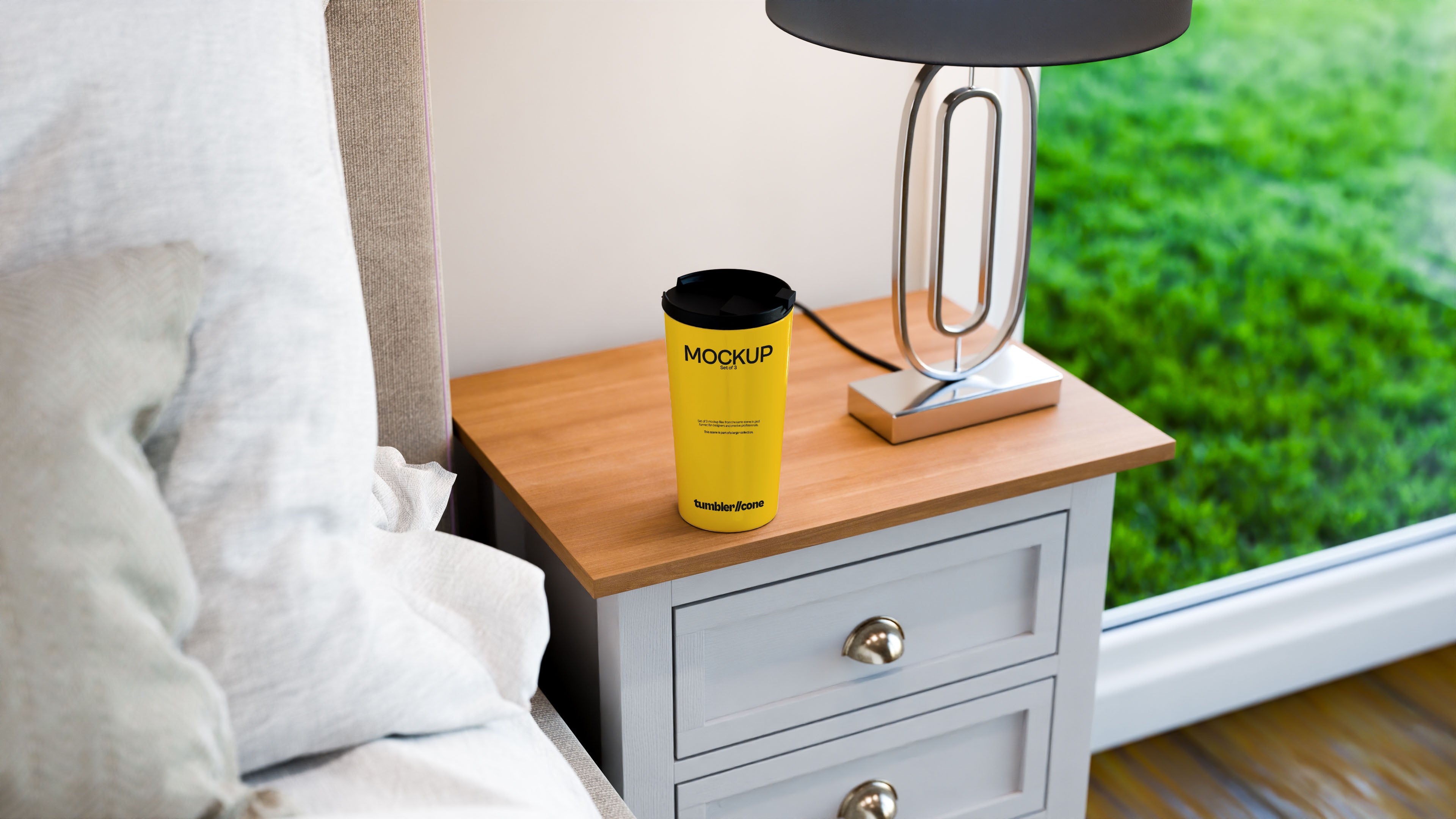 Cone Shaped White Sublimation Tumbler Mockup Bundle – 3 PSDs in Soft Minimal Scene | Elysian Collection